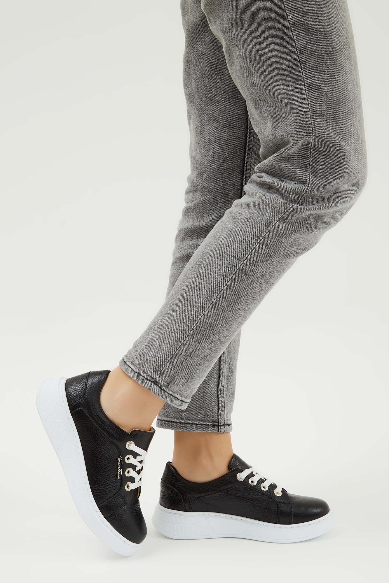 Tamer Tanca Kadın Hakiki Deri Siyah Floter Sneakers & Spor Ayakkabı