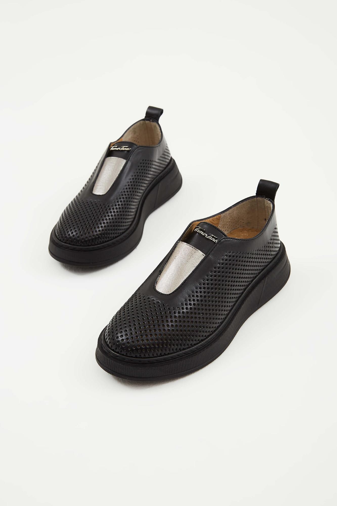 Tamer Tanca Kadın Hakiki Deri Siyah Deri Sneakers & Spor Ayakkabı