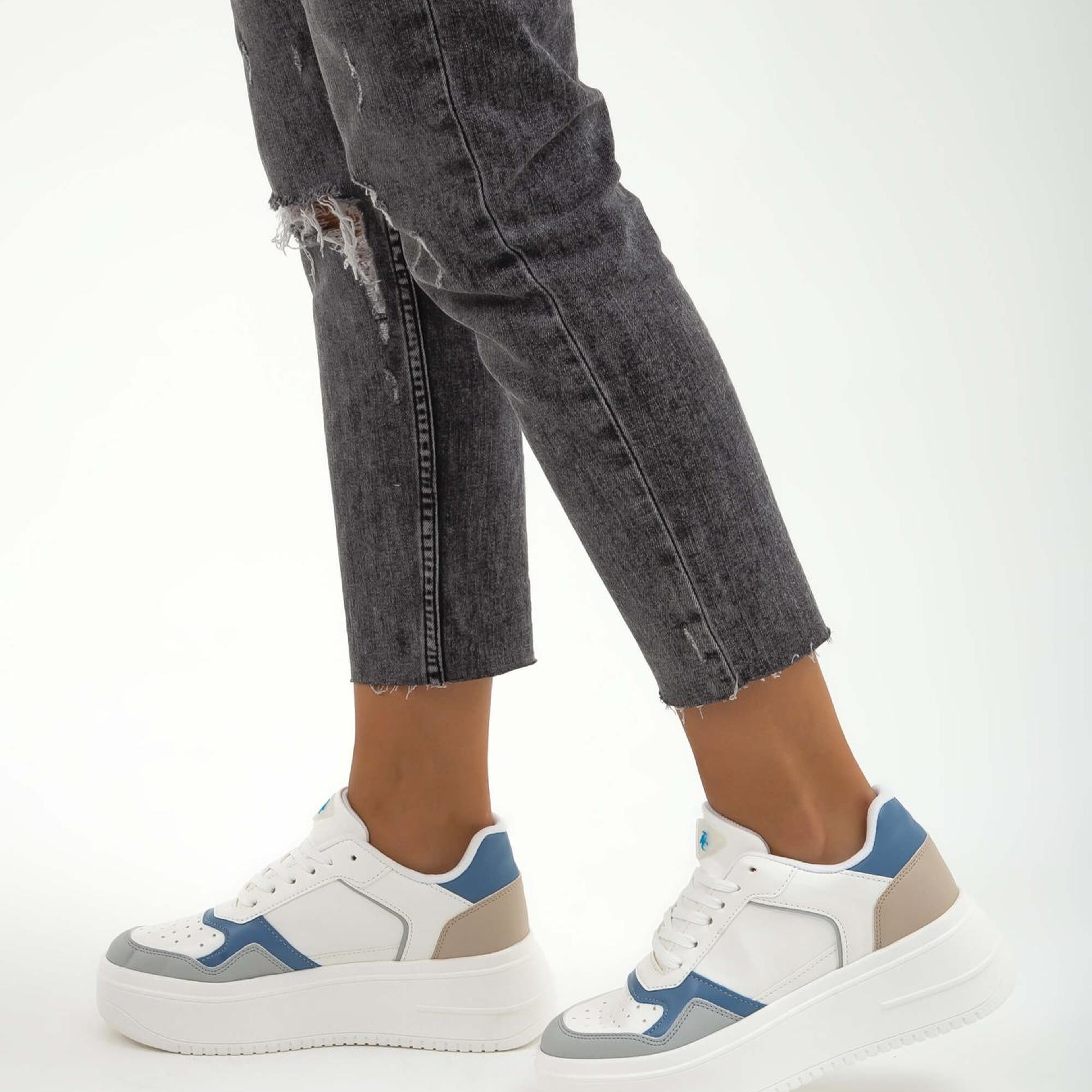 Tamer Tanca Kadın Vegan Beyaz/Mavi Sneakers & Spor Ayakkabı