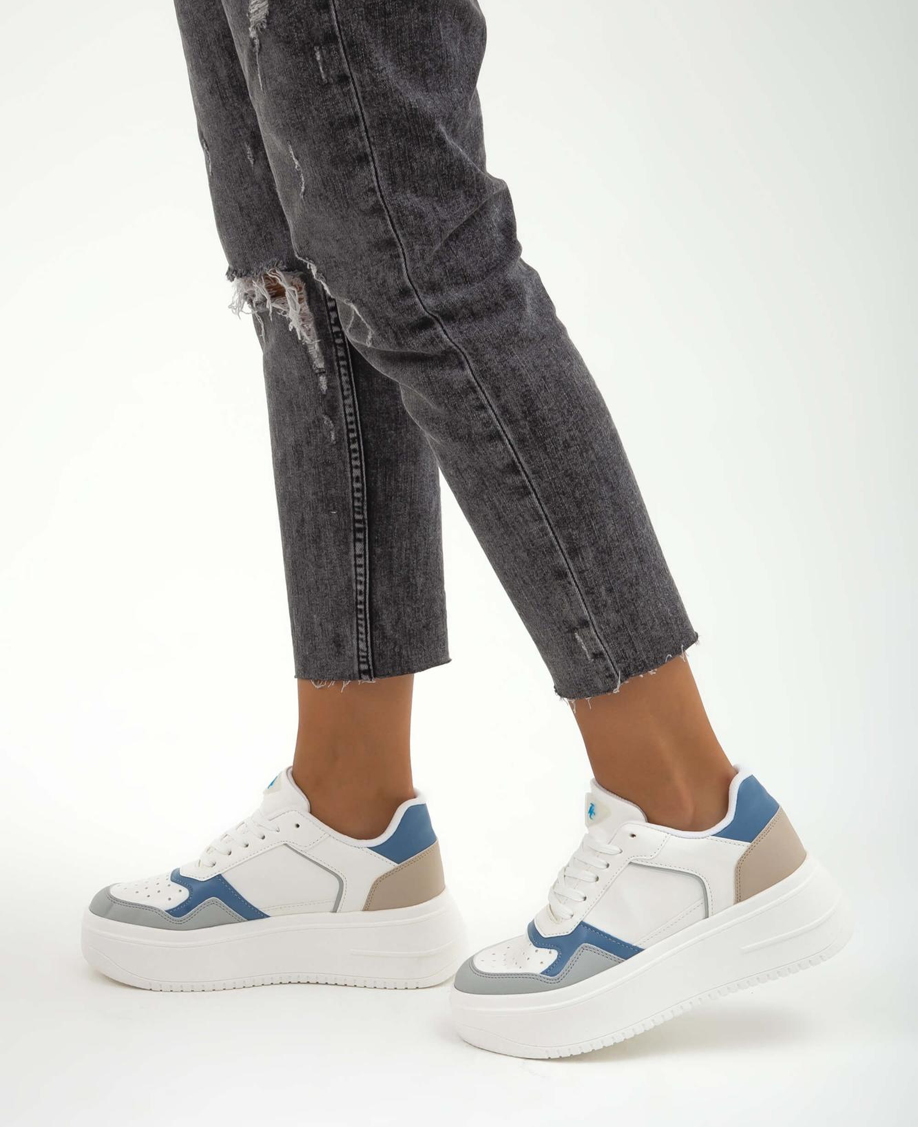 Tamer Tanca Kadın Vegan Beyaz/Mavi Sneakers & Spor Ayakkabı