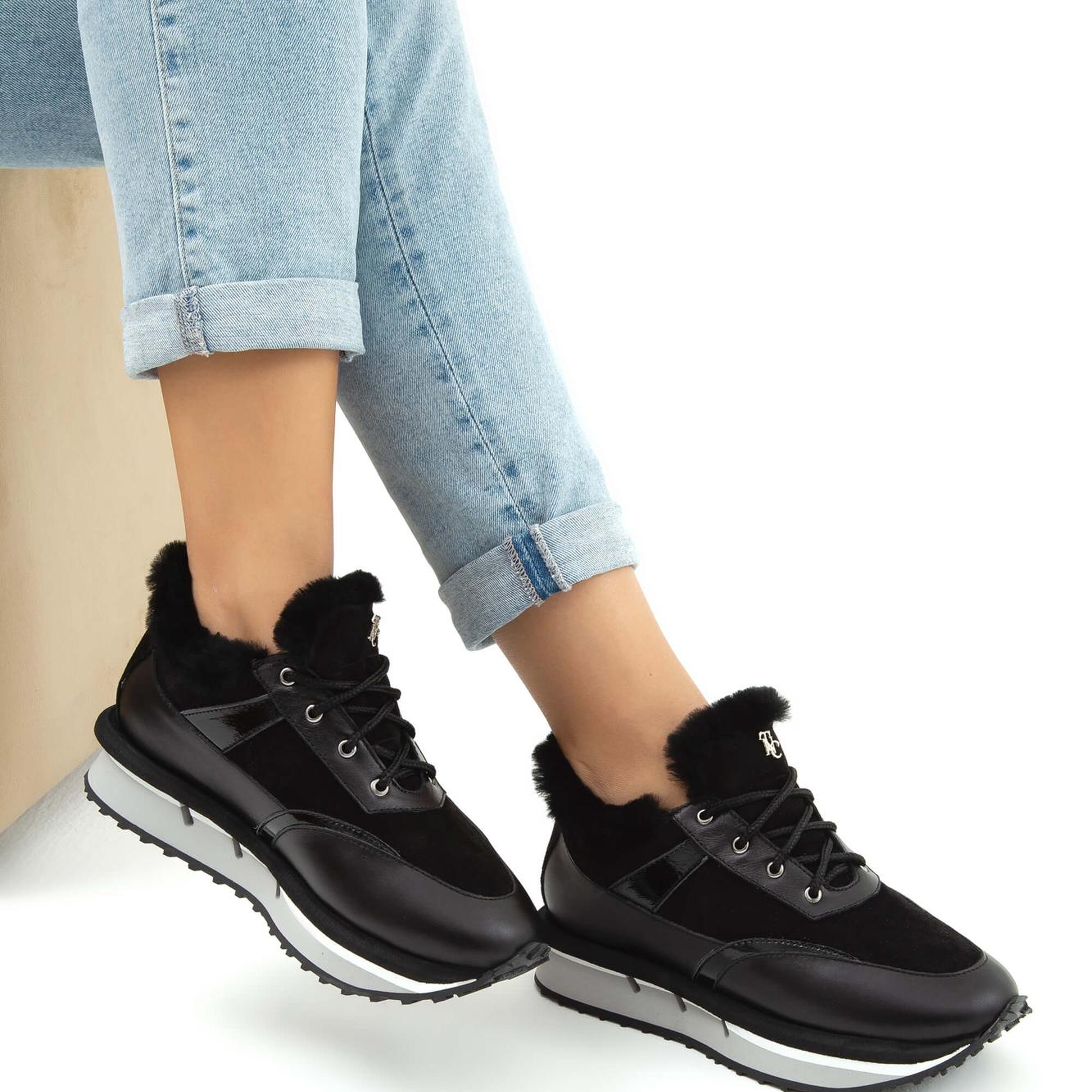 Tamer Tanca Kadın Hakiki Deri Siyah Sneakers & Spor Ayakkabı