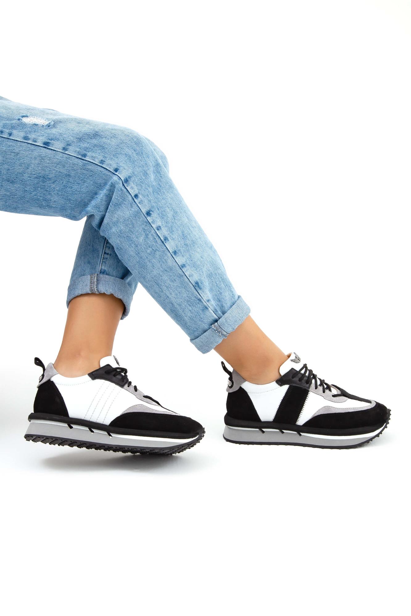 Tamer Tanca Kadın Hakiki Deri Siyah Sneakers & Spor Ayakkabı