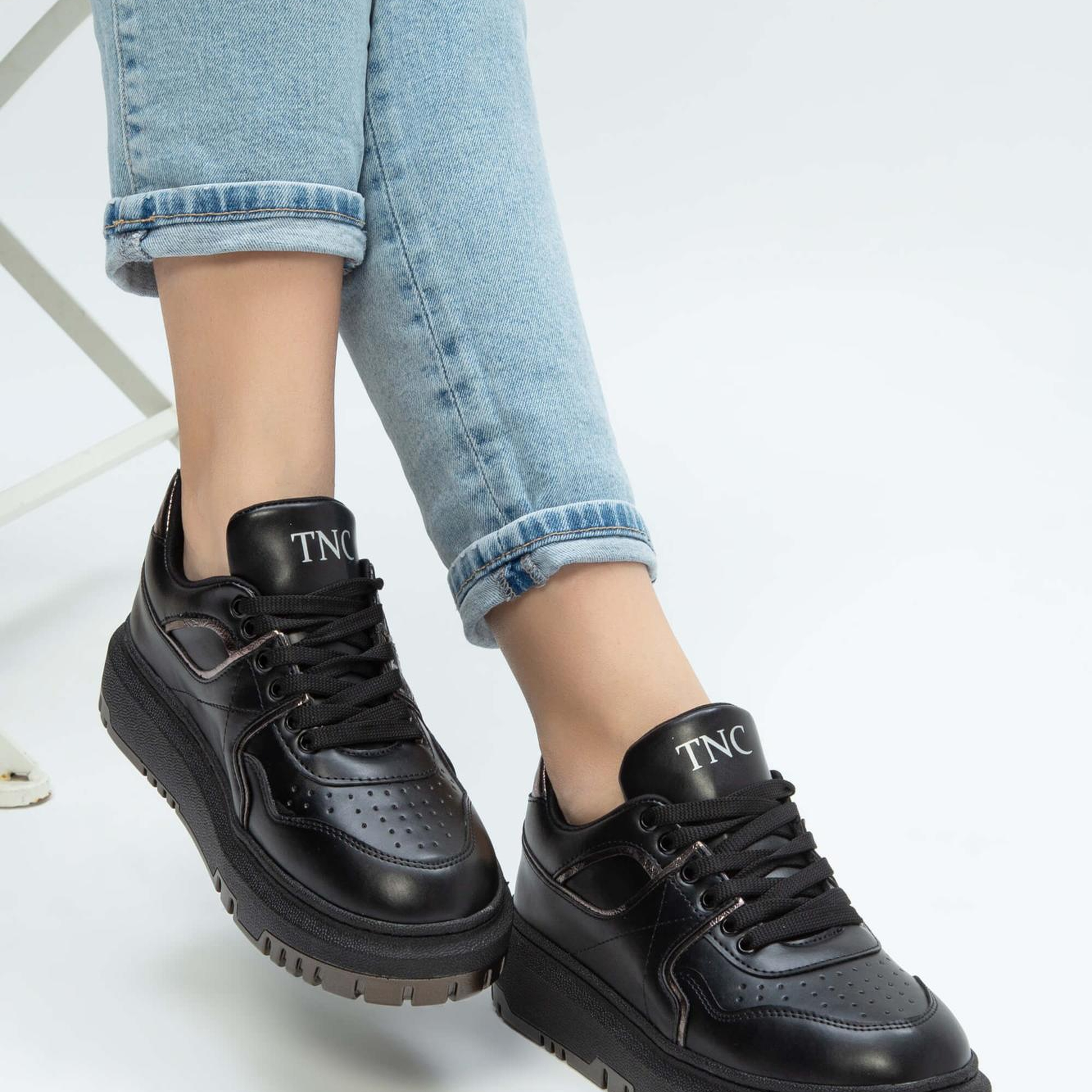 Tamer Tanca Kadın Vegan Siyah Sneakers & Spor Ayakkabı