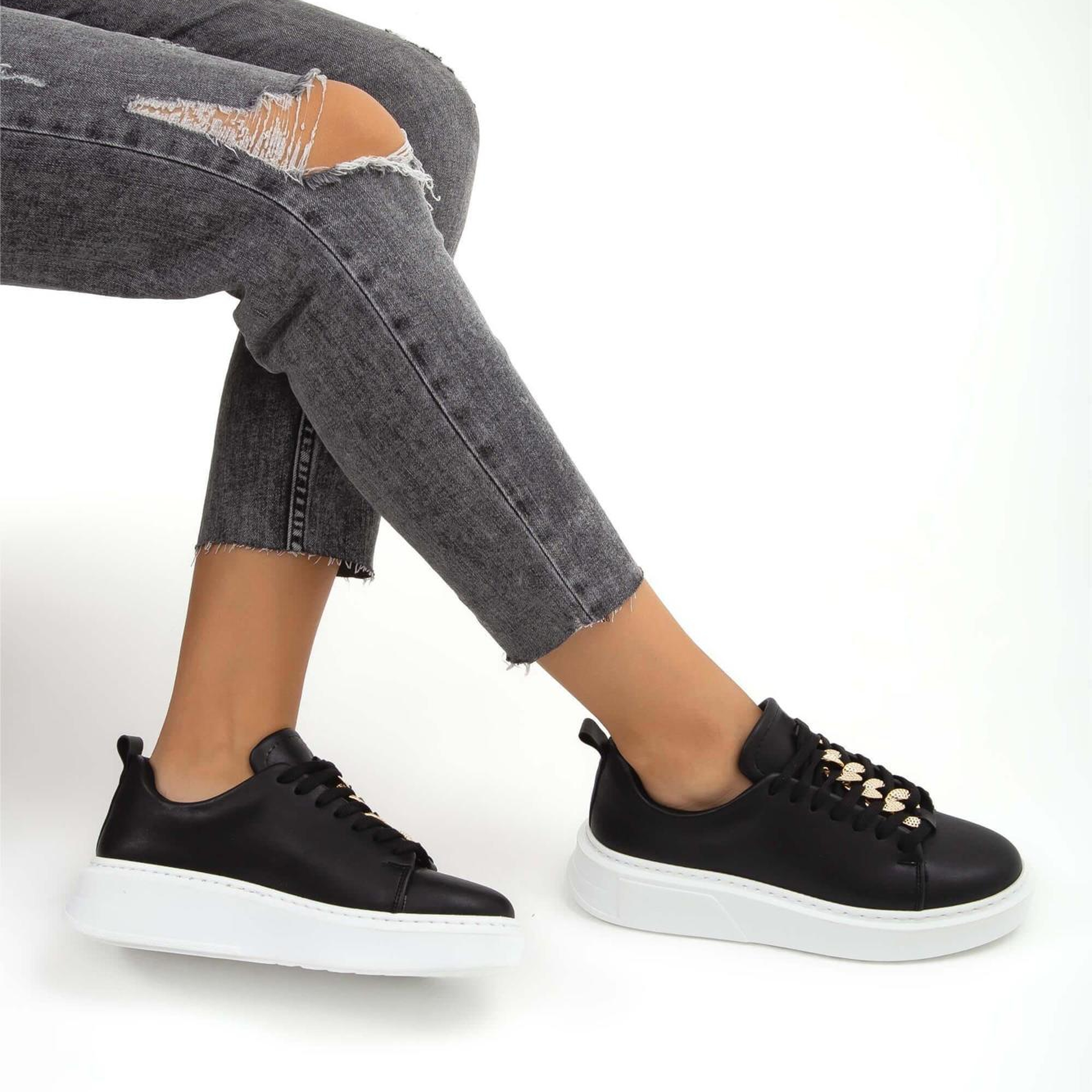 Tamer Tanca Kadın Vegan Siyah Sneakers & Spor Ayakkabı