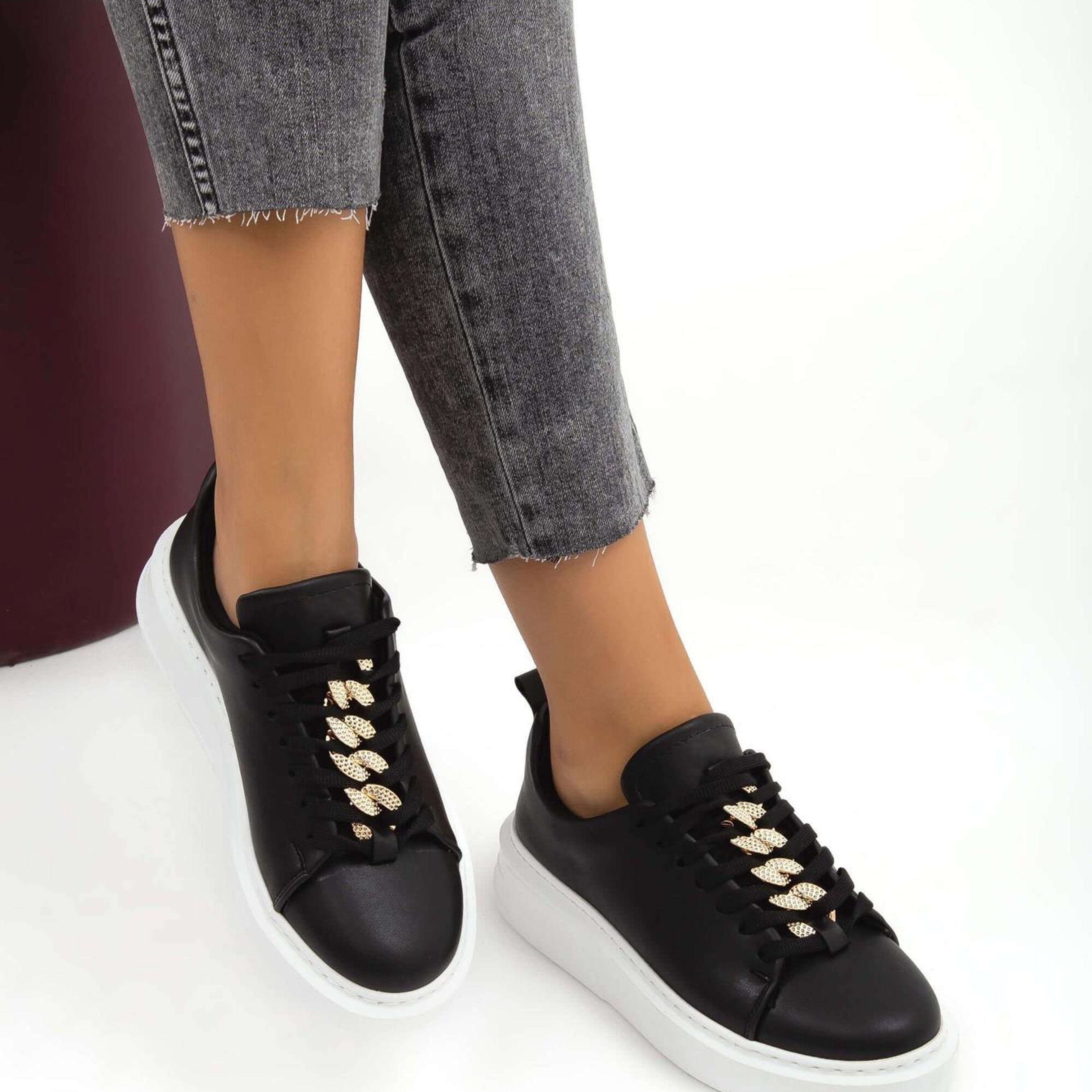 Tamer Tanca Kadın Vegan Siyah Sneakers & Spor Ayakkabı