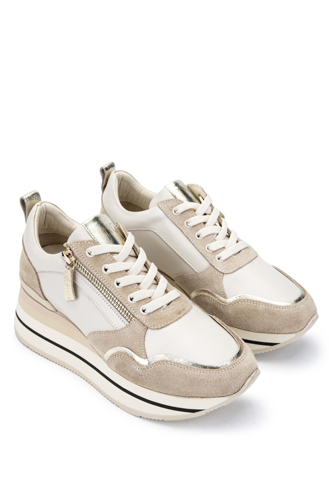 Tamer Tanca Kadın Hakiki Deri Bej Sneakers & Spor Ayakkabı