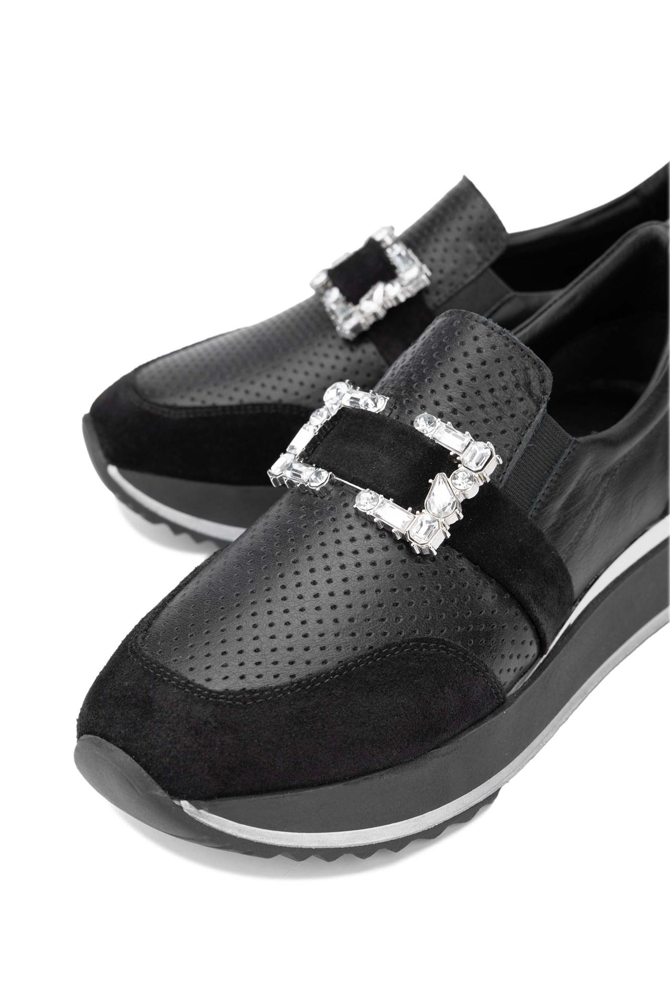 Tamer Tanca Kadın Hakiki Siyah Deri Sneakers & Spor Ayakkabı