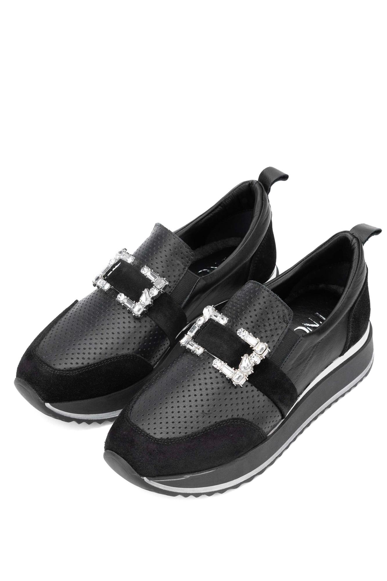 Tamer Tanca Kadın Hakiki Siyah Deri Sneakers & Spor Ayakkabı