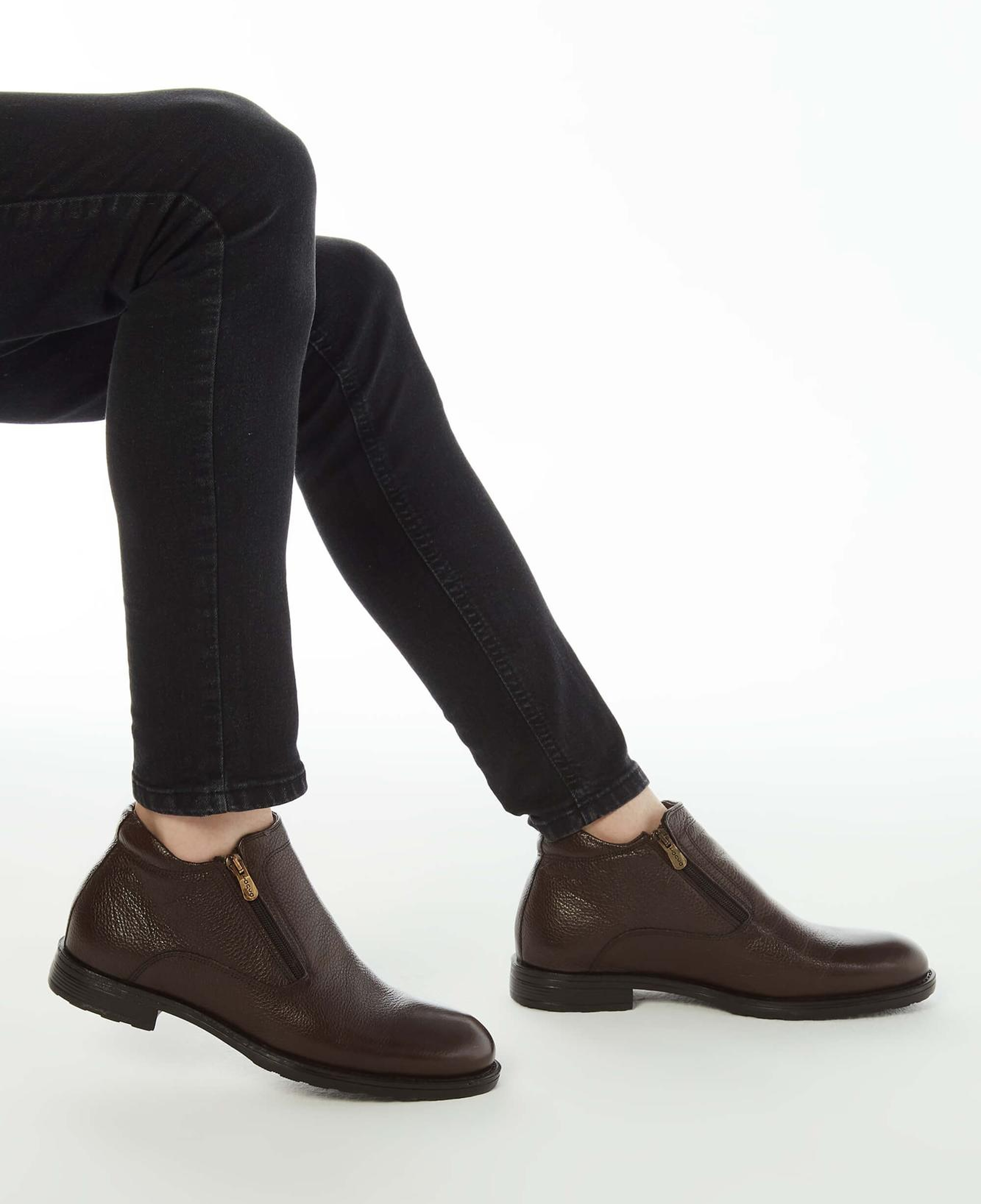 Tamer Tanca Erkek Hakiki Deri Kahverengi Floter Klasik Bot