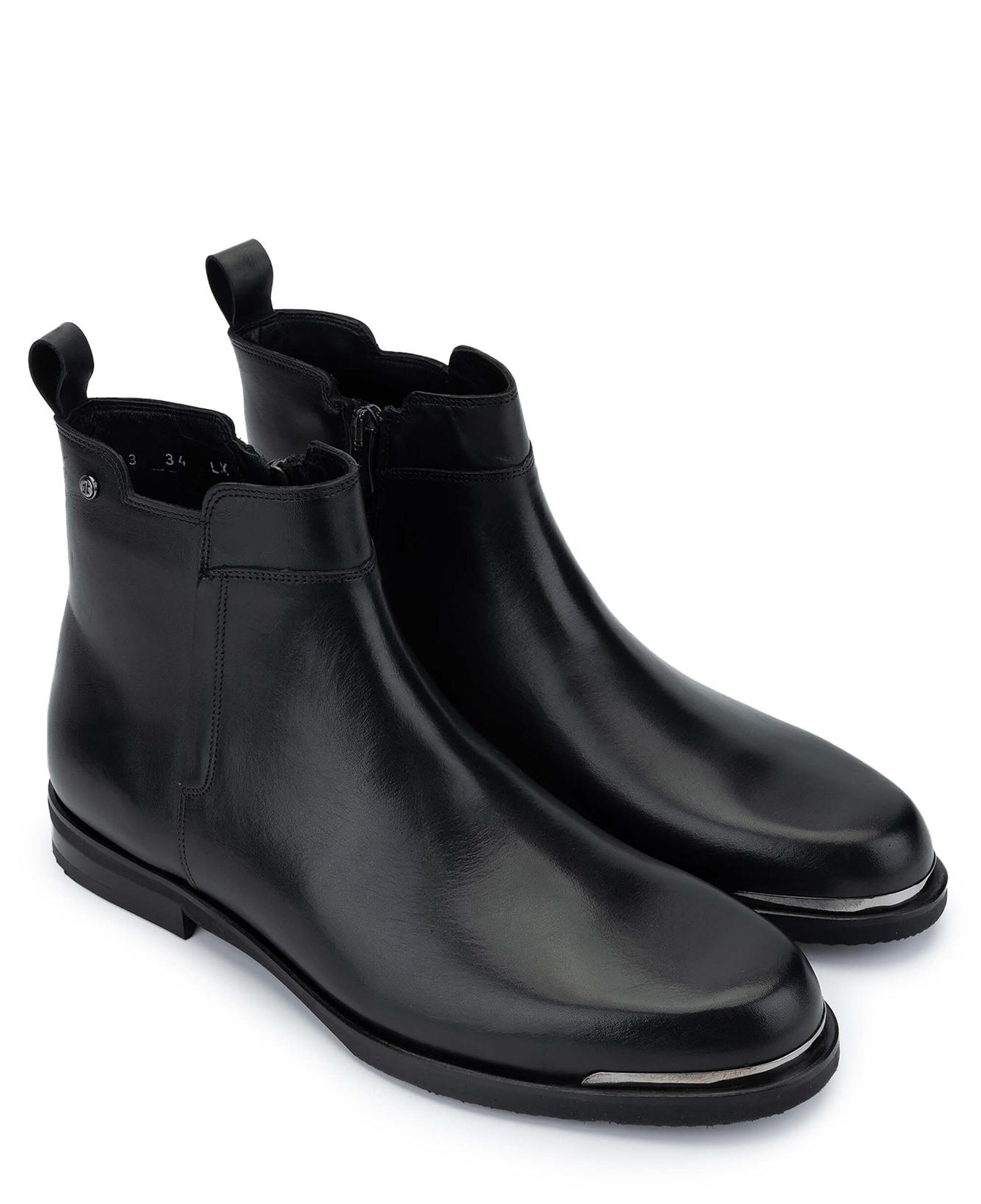 Tamer Tanca Erkek Hakiki Deri Siyah Casual Bot