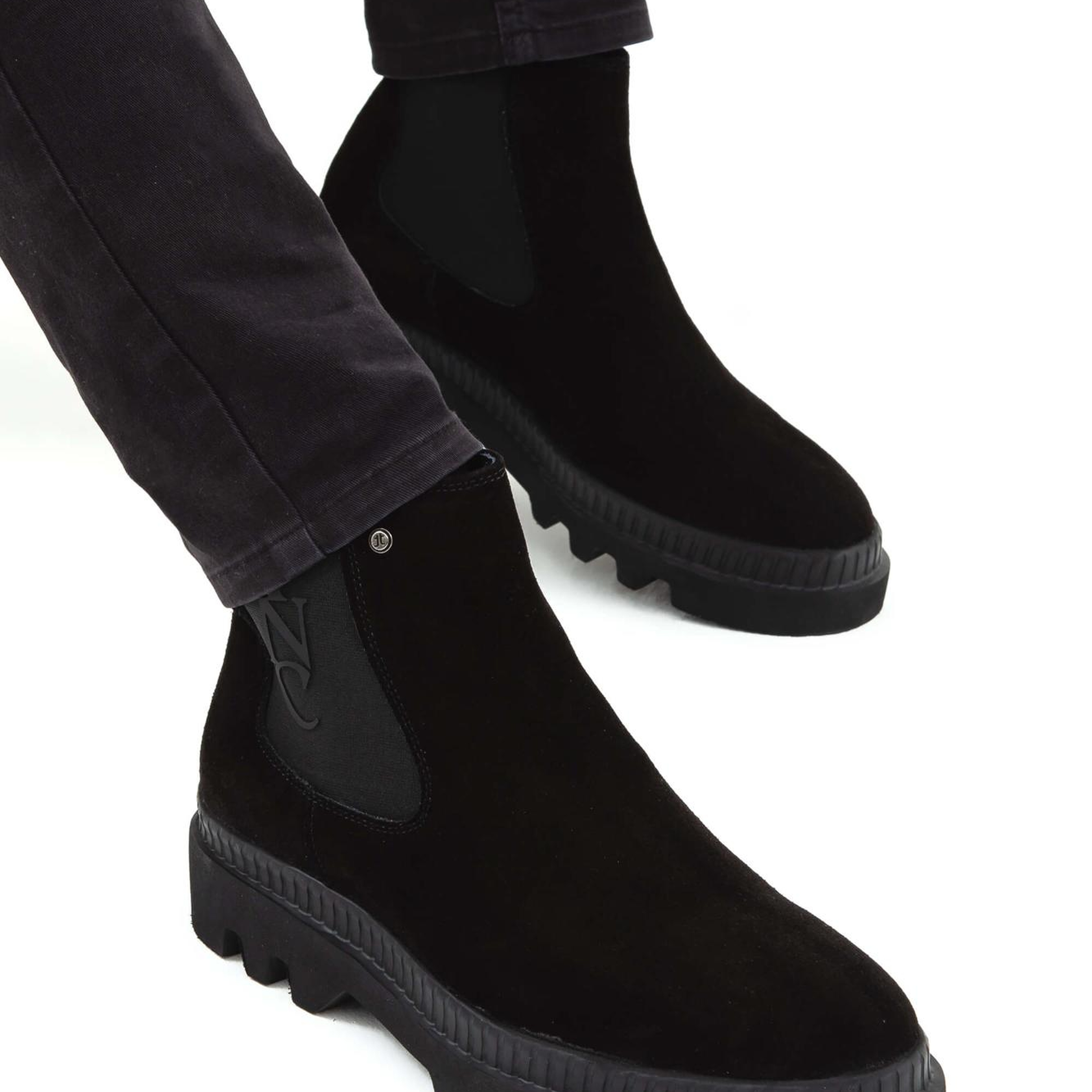 Tamer Tanca Erkek Hakiki Deri Siyah Süet Casual Bot