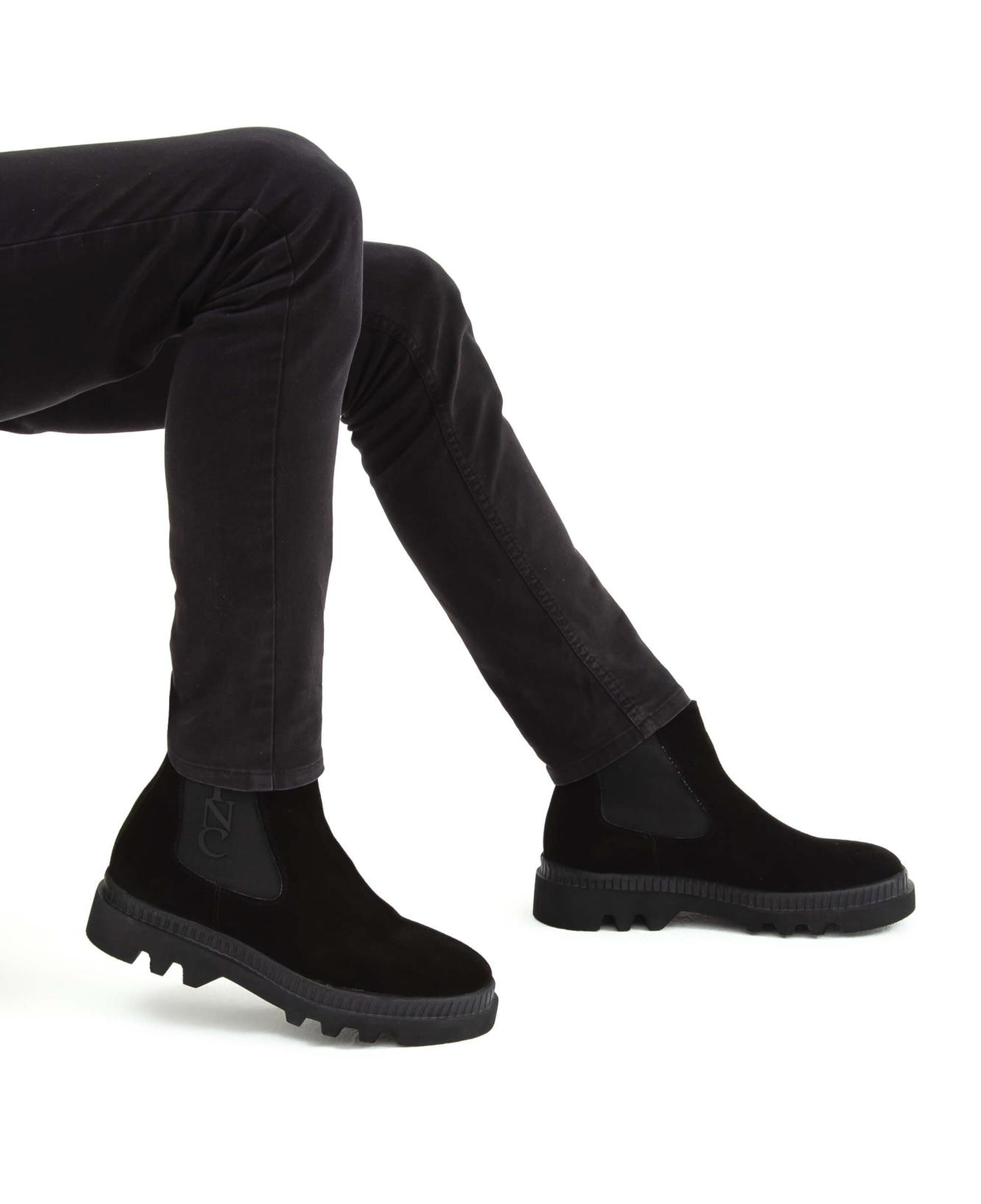 Tamer Tanca Erkek Hakiki Deri Siyah Süet Casual Bot