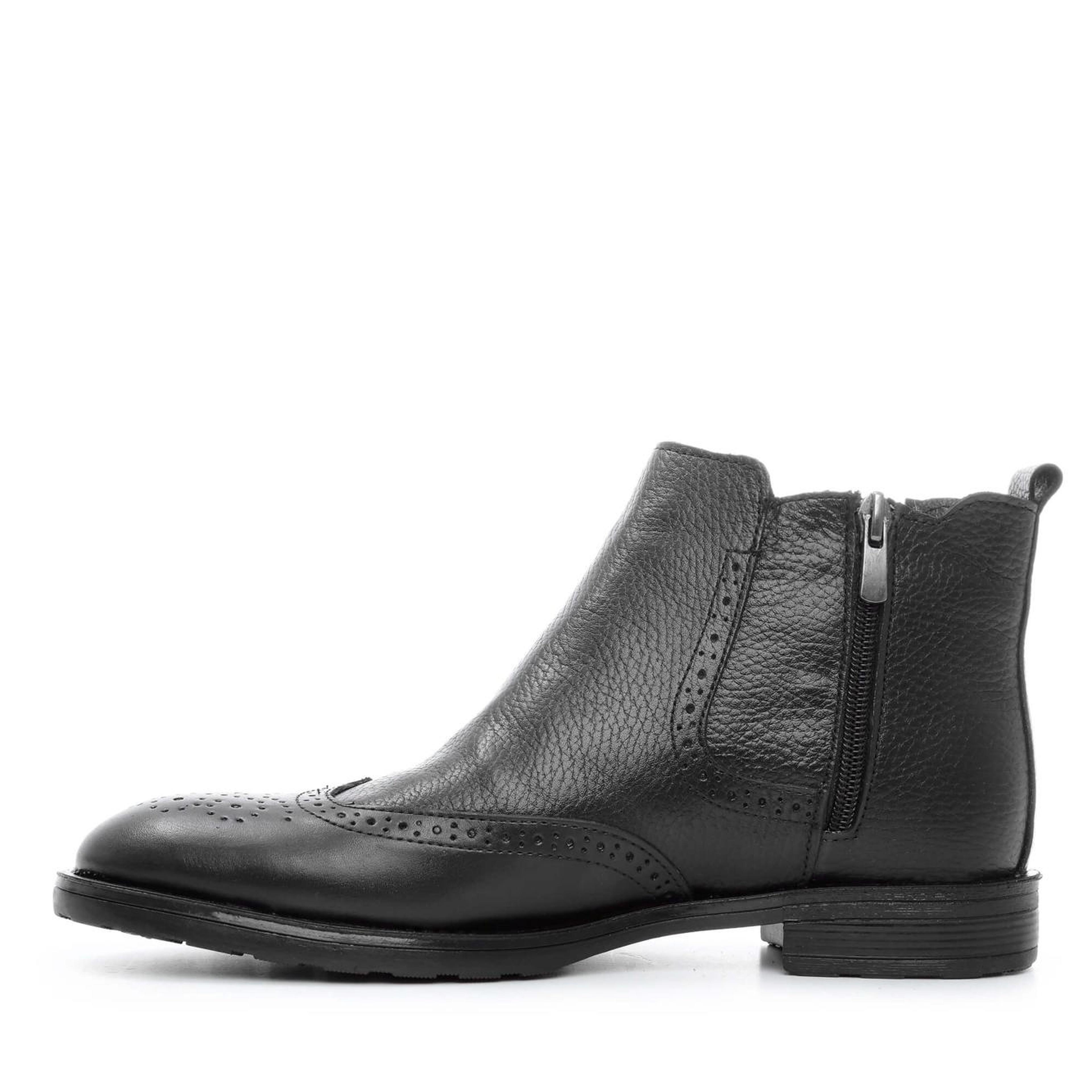 Tamer Tanca Erkek Hakiki Deri Siyah Floter Klasik Bot