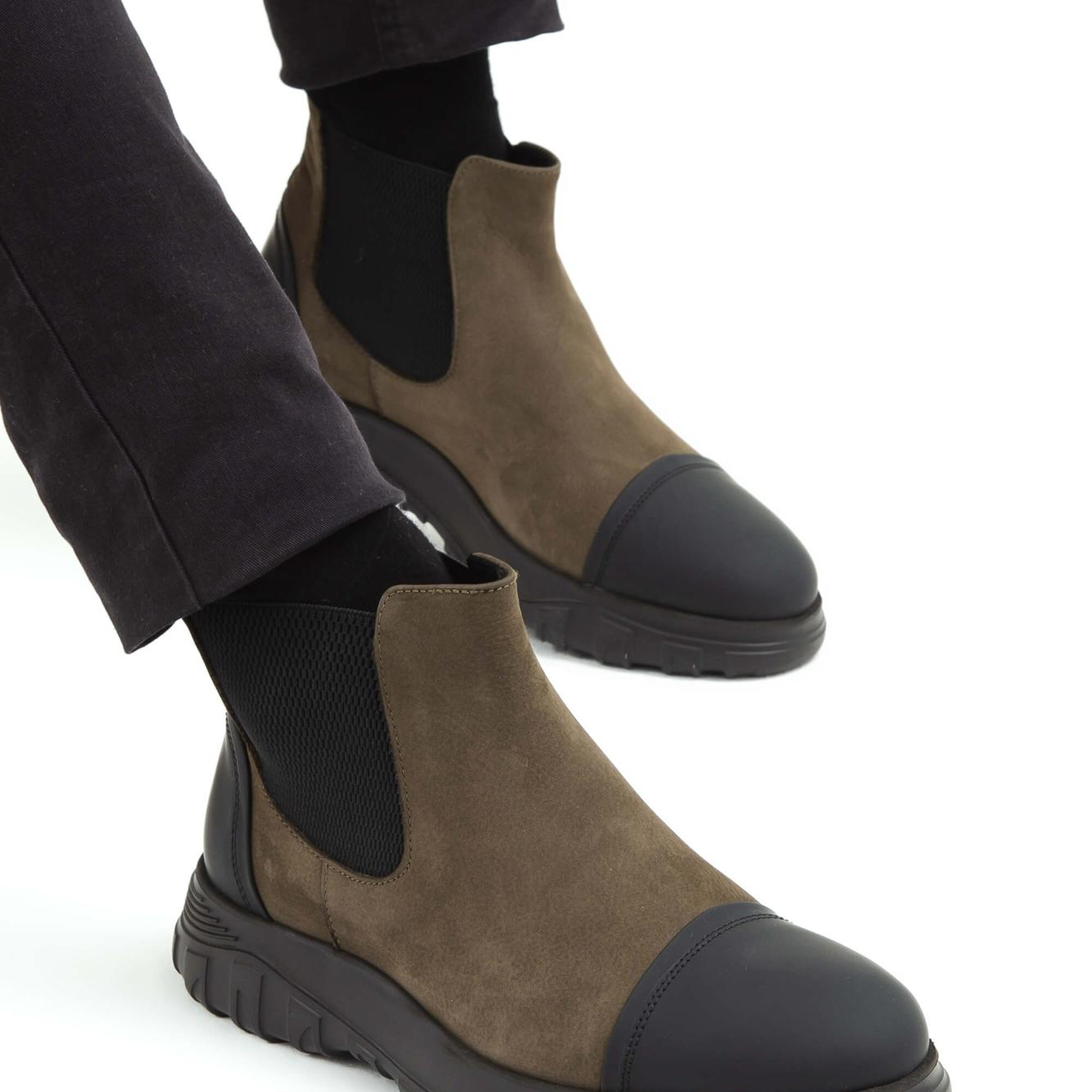 Tamer Tanca Erkek Hakiki Deri Haki Süet Casual Bot