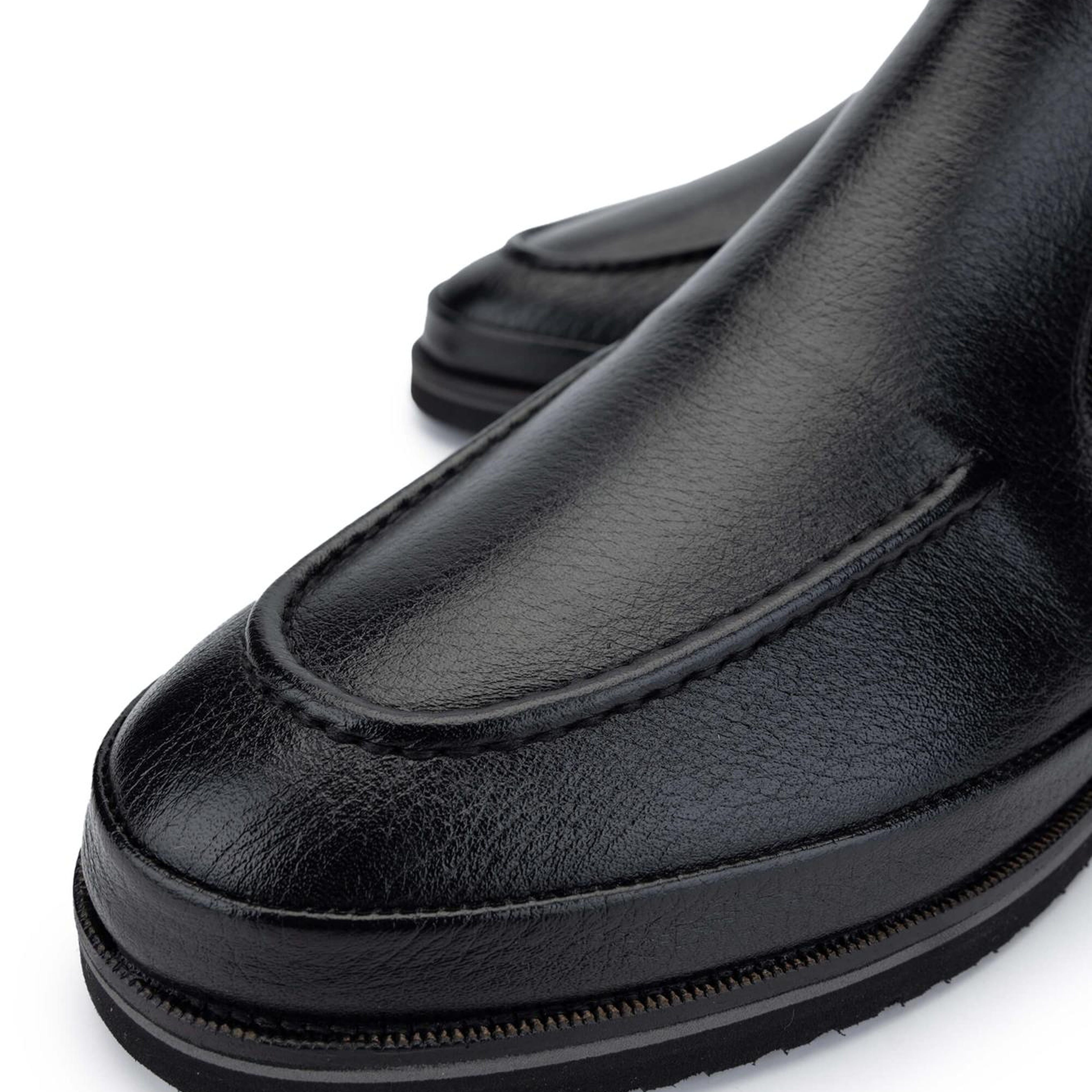 Tamer Tanca Erkek Hakiki Deri Siyah Floter Casual Bot