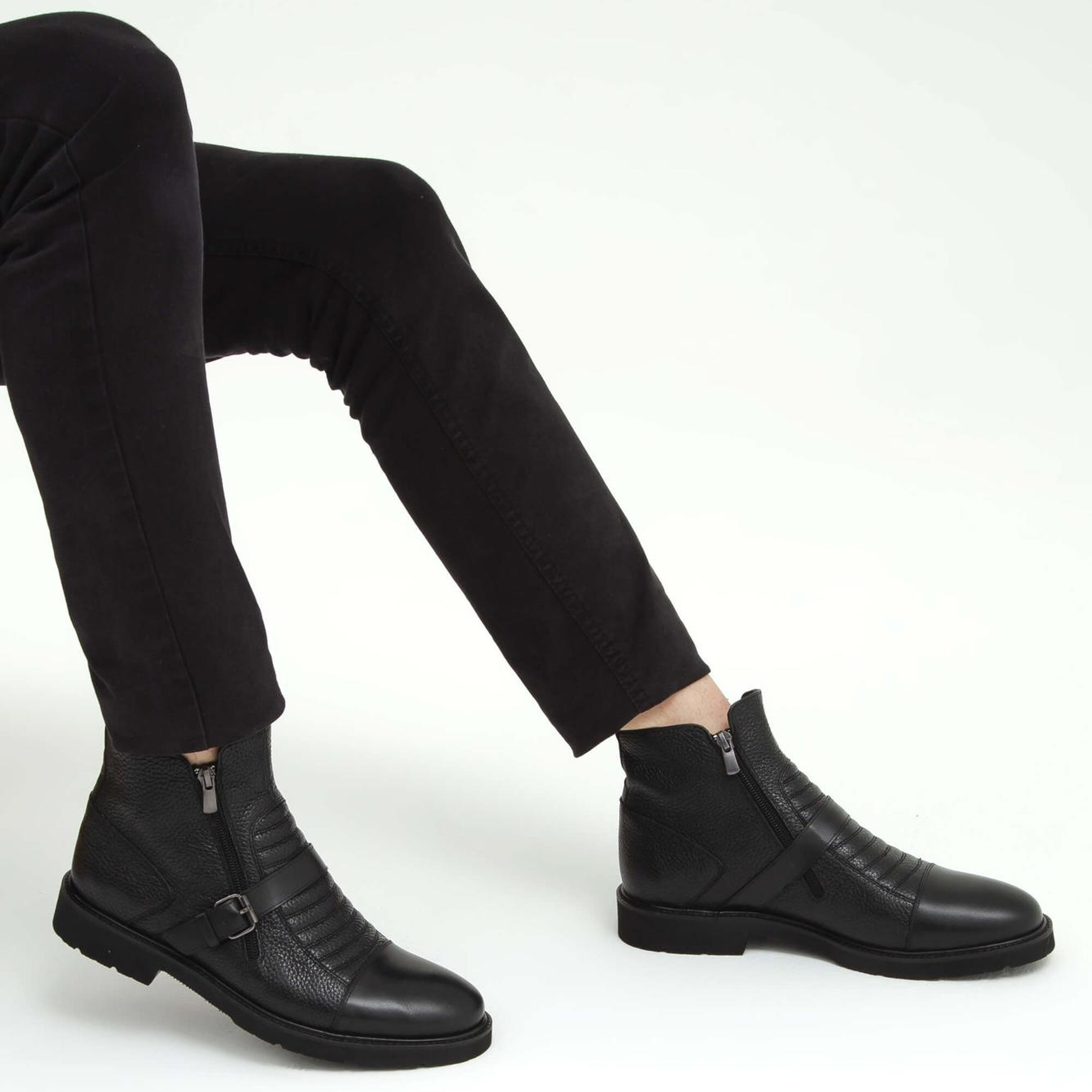 Tamer Tanca Erkek Hakiki Deri Siyah Klasik Bot