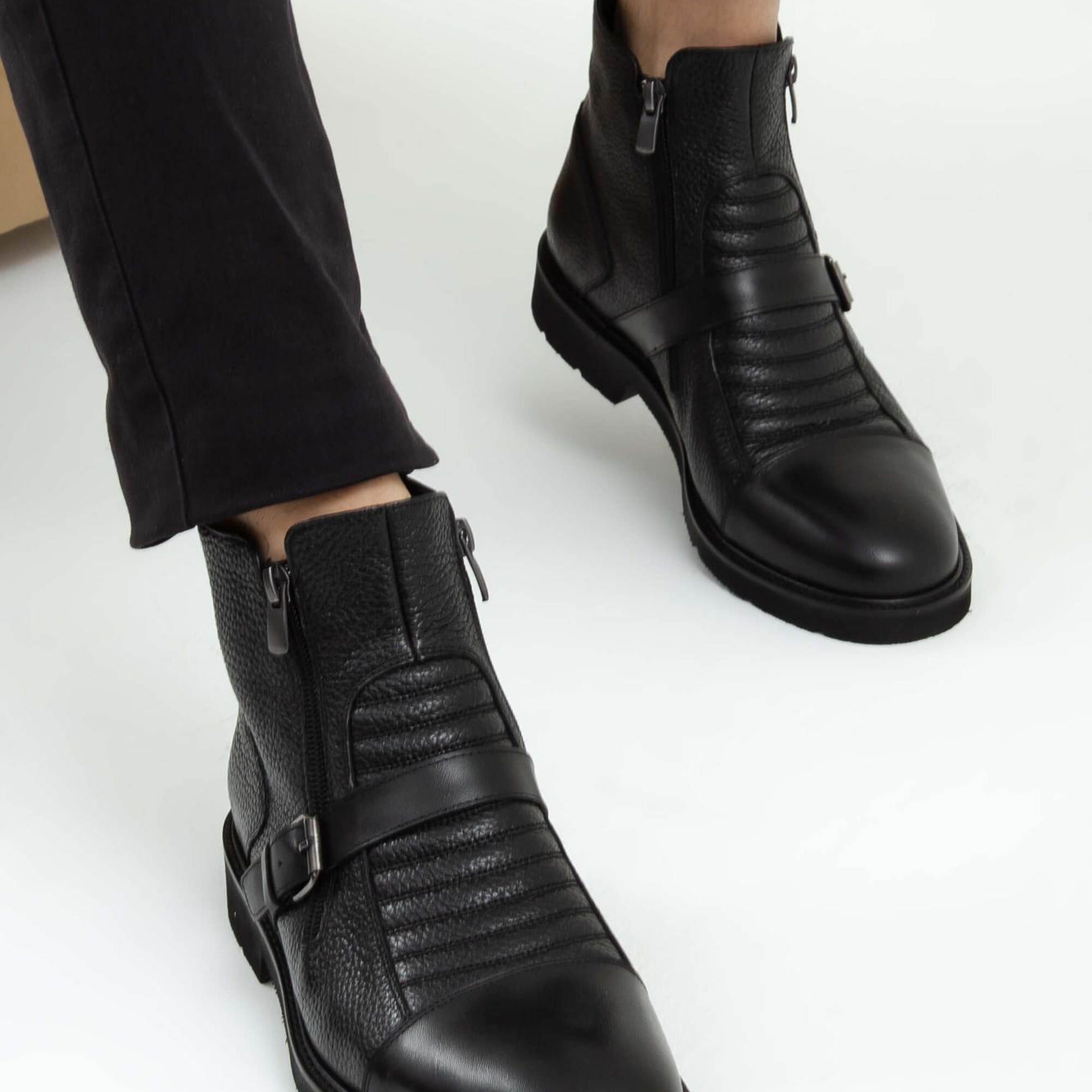 Tamer Tanca Erkek Hakiki Deri Siyah Klasik Bot