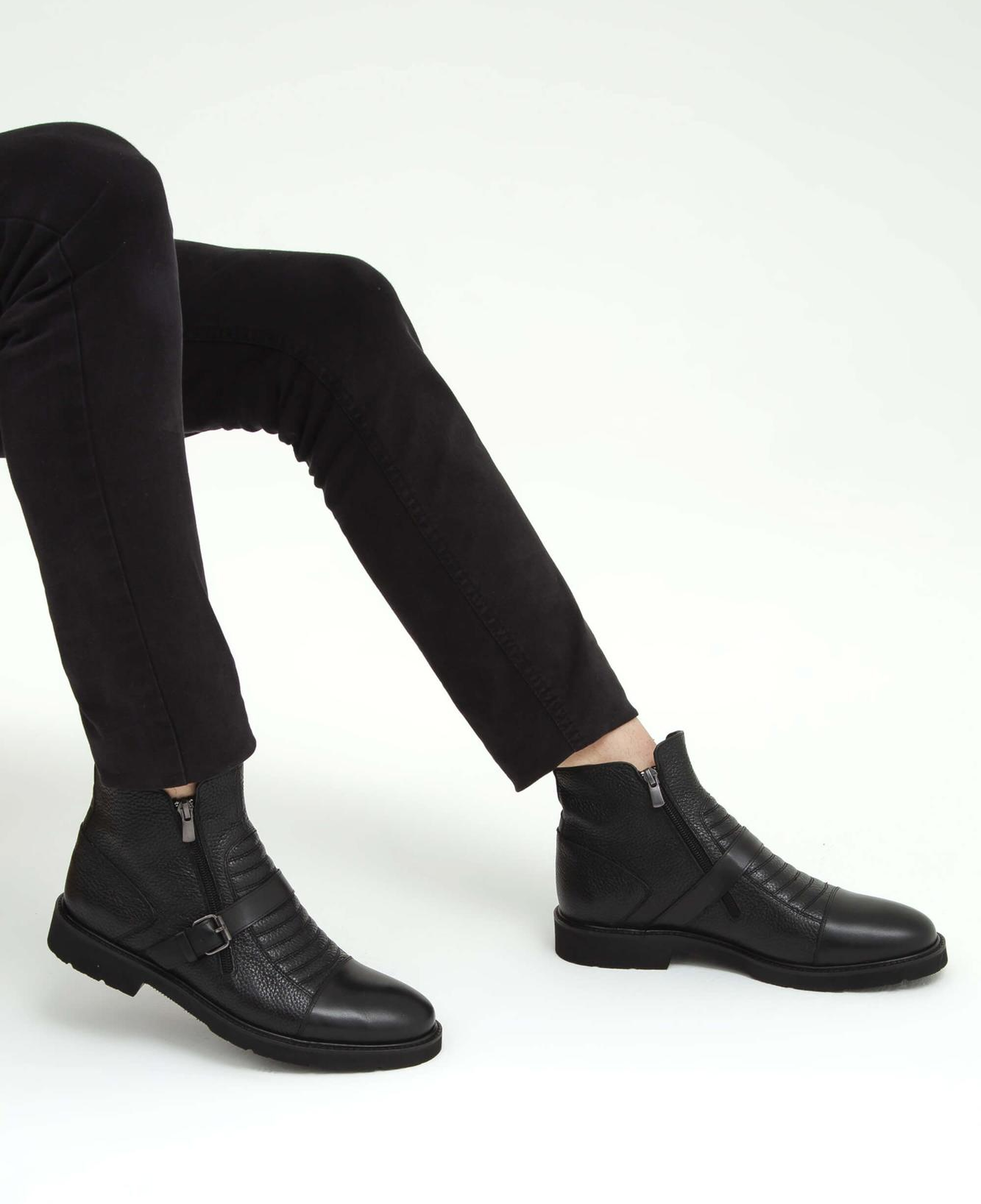 Tamer Tanca Erkek Hakiki Deri Siyah Klasik Bot