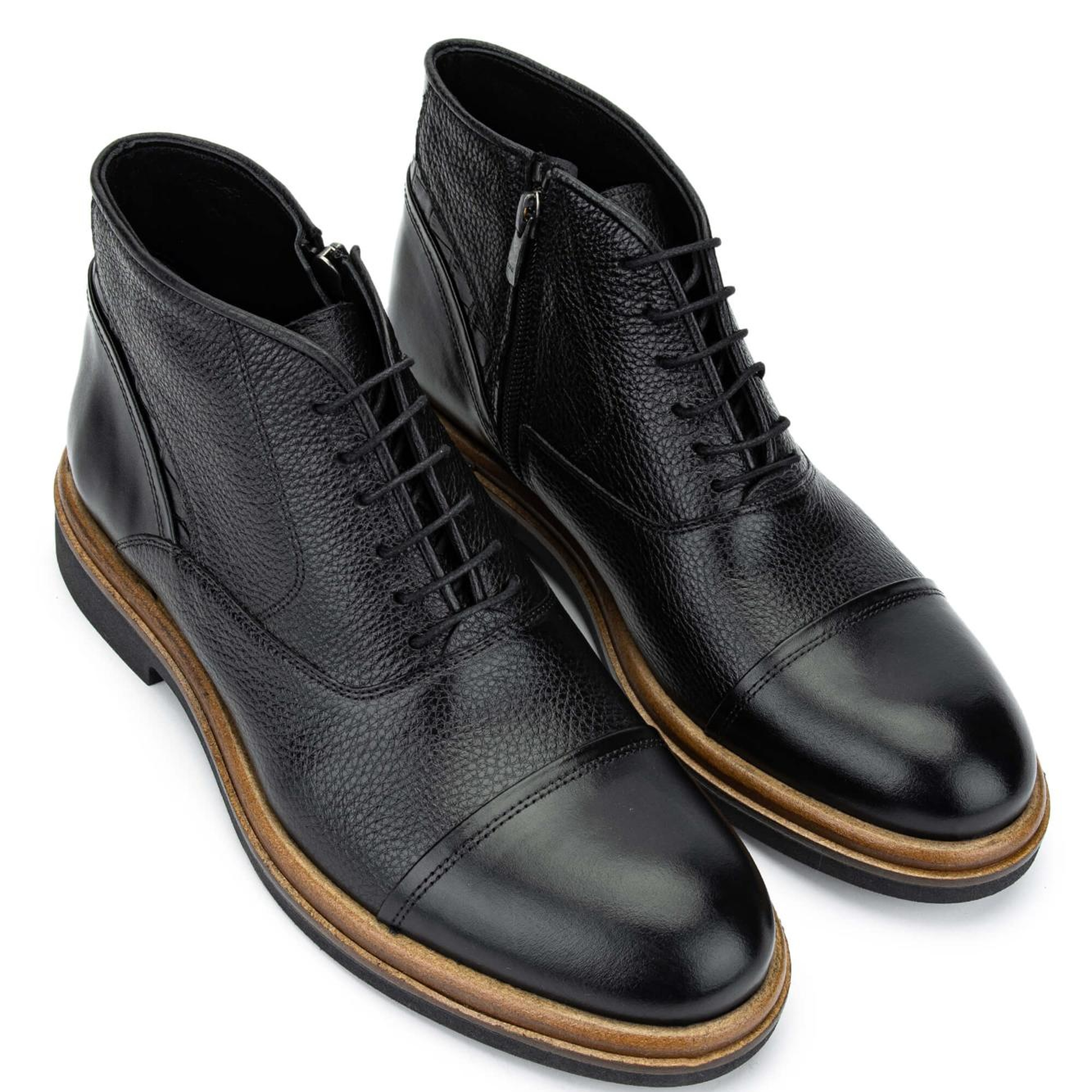 Tamer Tanca Erkek Hakiki Deri Siyah Casual Bot