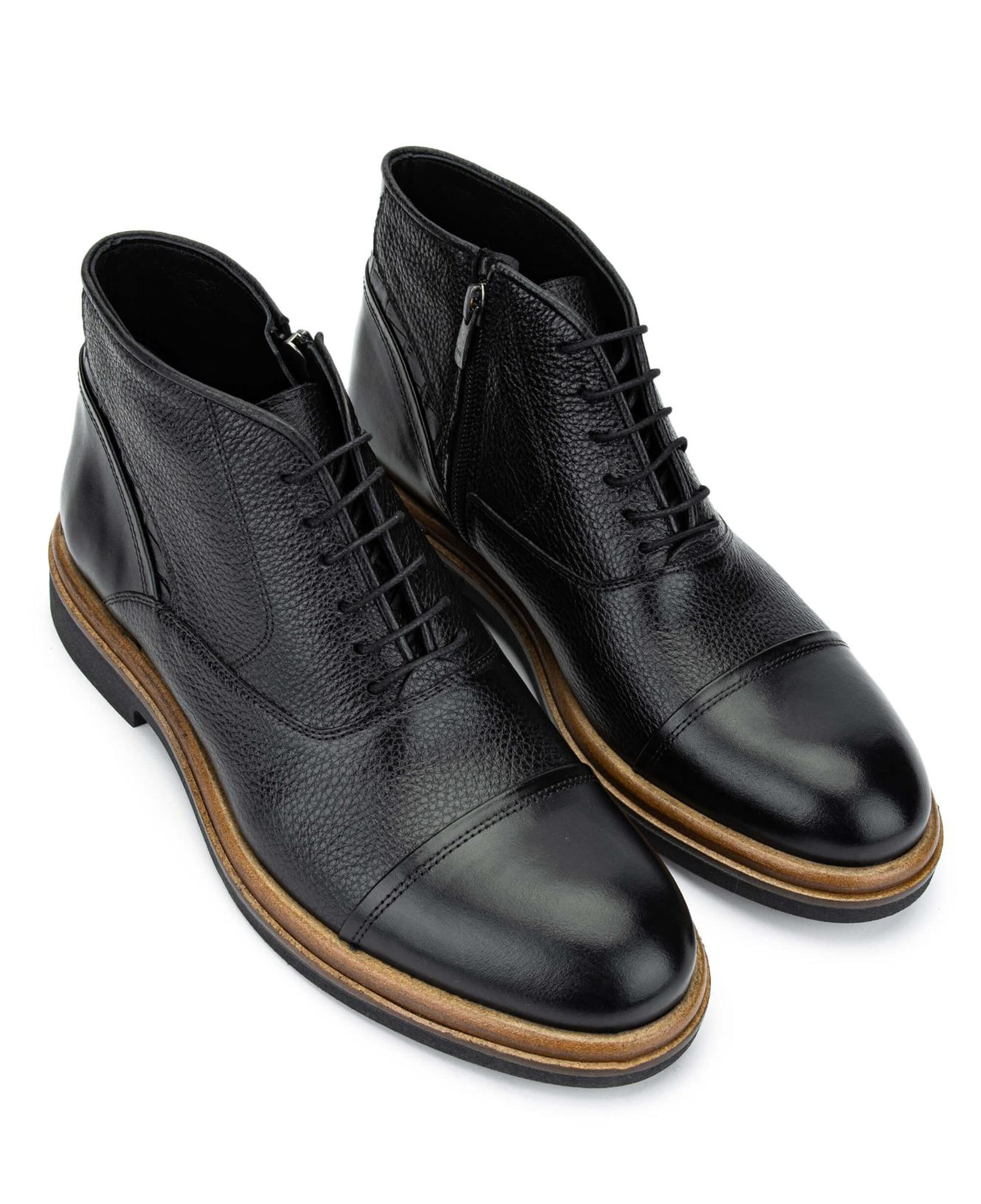 Tamer Tanca Erkek Hakiki Deri Siyah Casual Bot