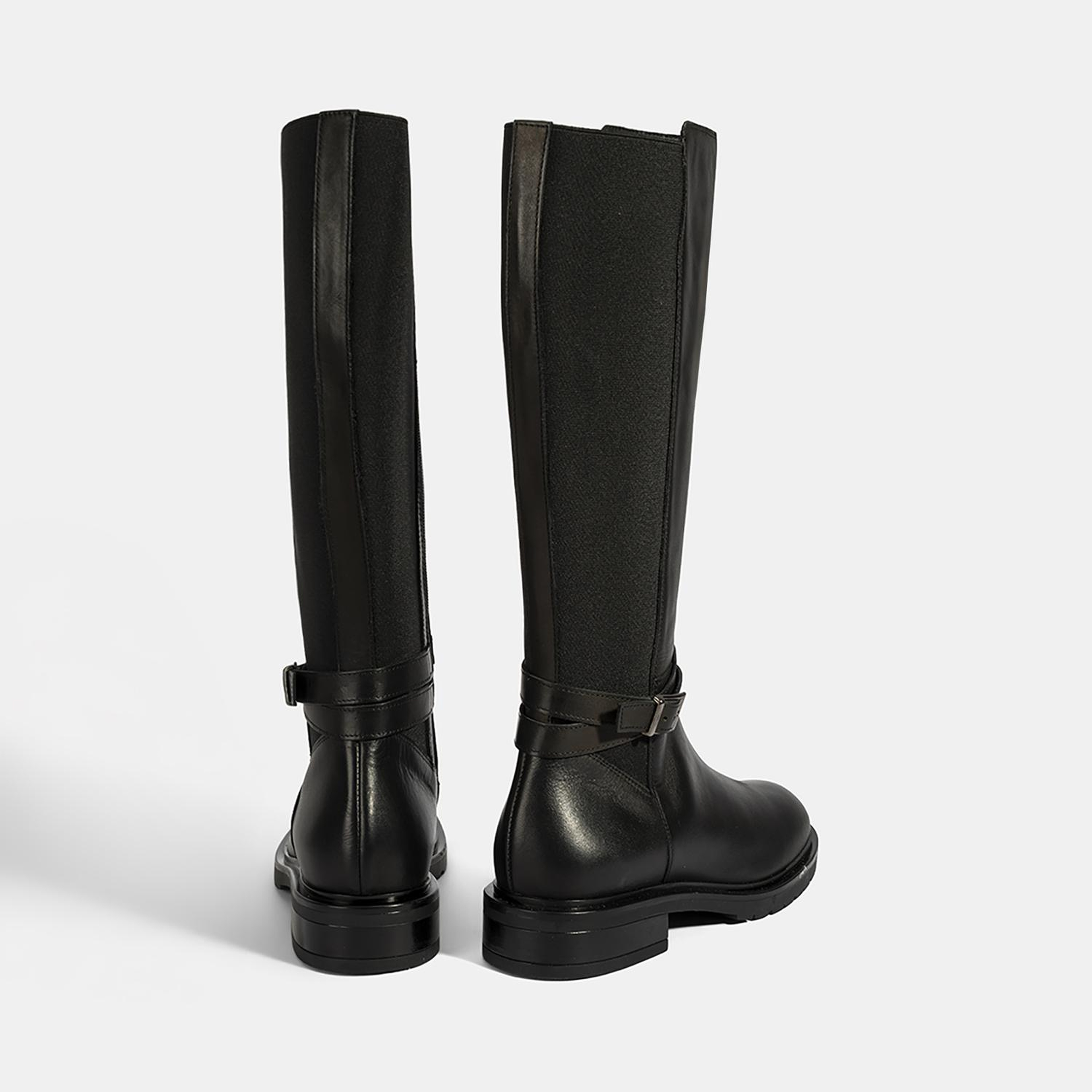 Kadın Siyah Metal Toka Detaylı Deri Çizme