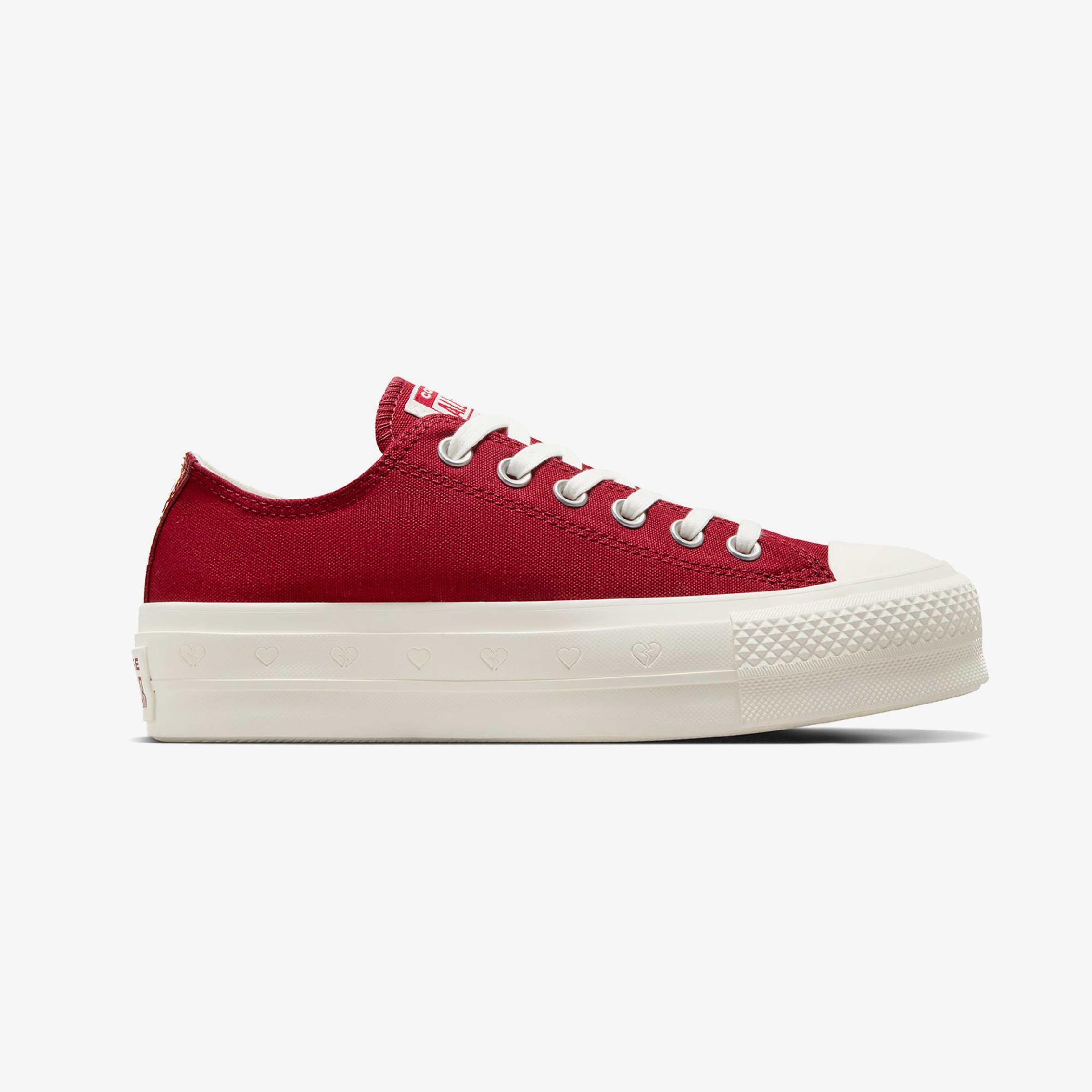 Converse Chuck Taylor All Star Lift Hearts Kadın Kırmızı Platform Sneaker