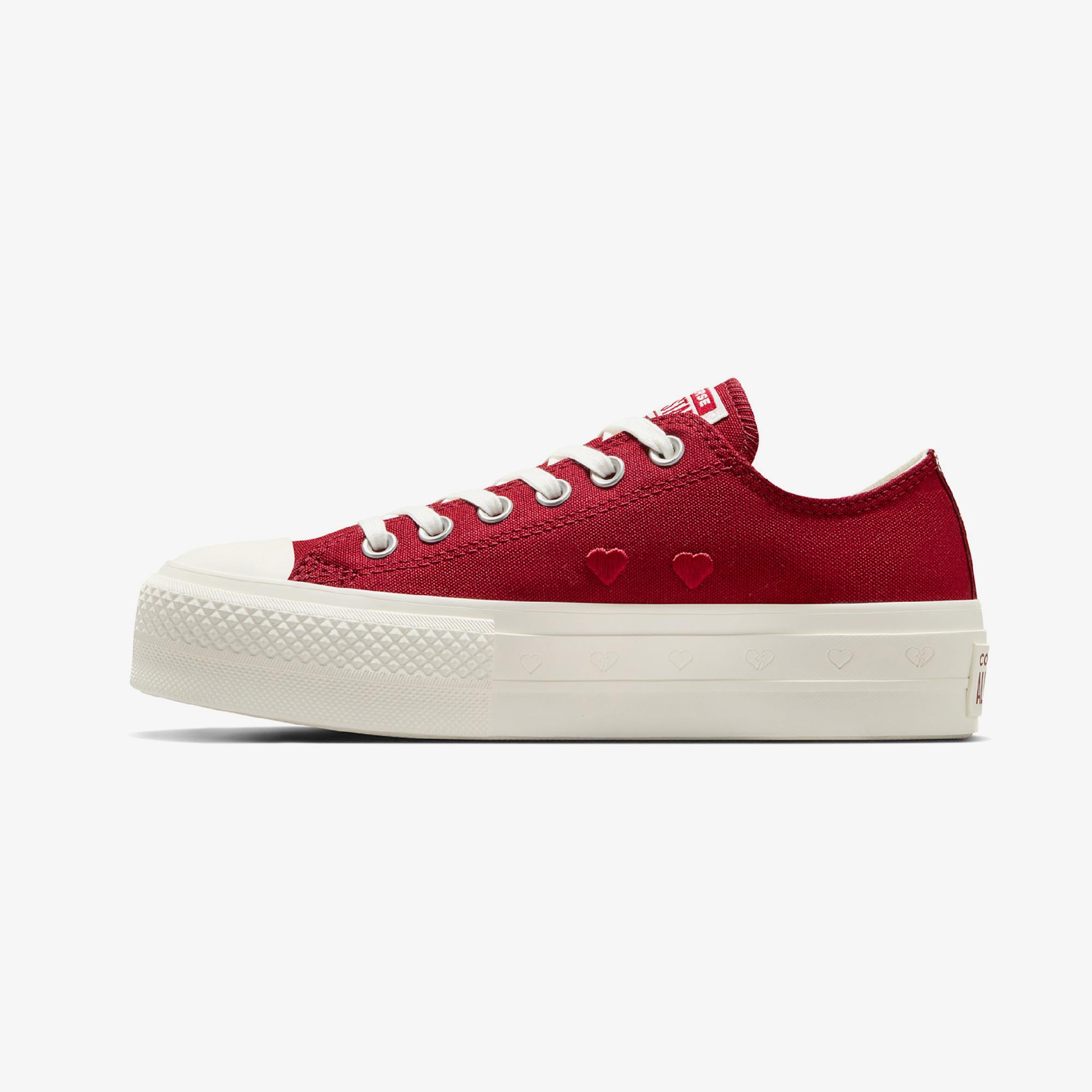 Converse Chuck Taylor All Star Lift Hearts Kadın Kırmızı Platform Sneaker