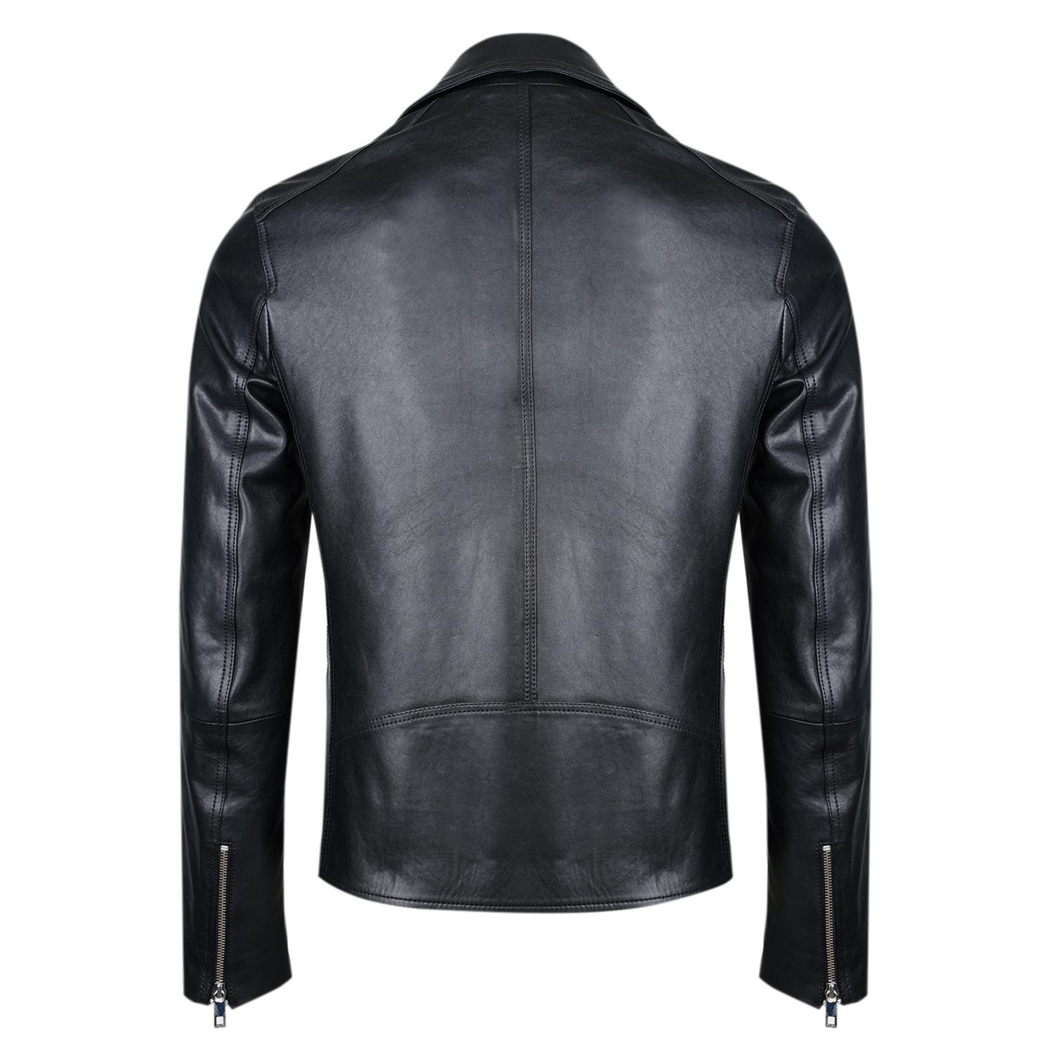 Santo Siyah Erkek Deri Biker Ceket