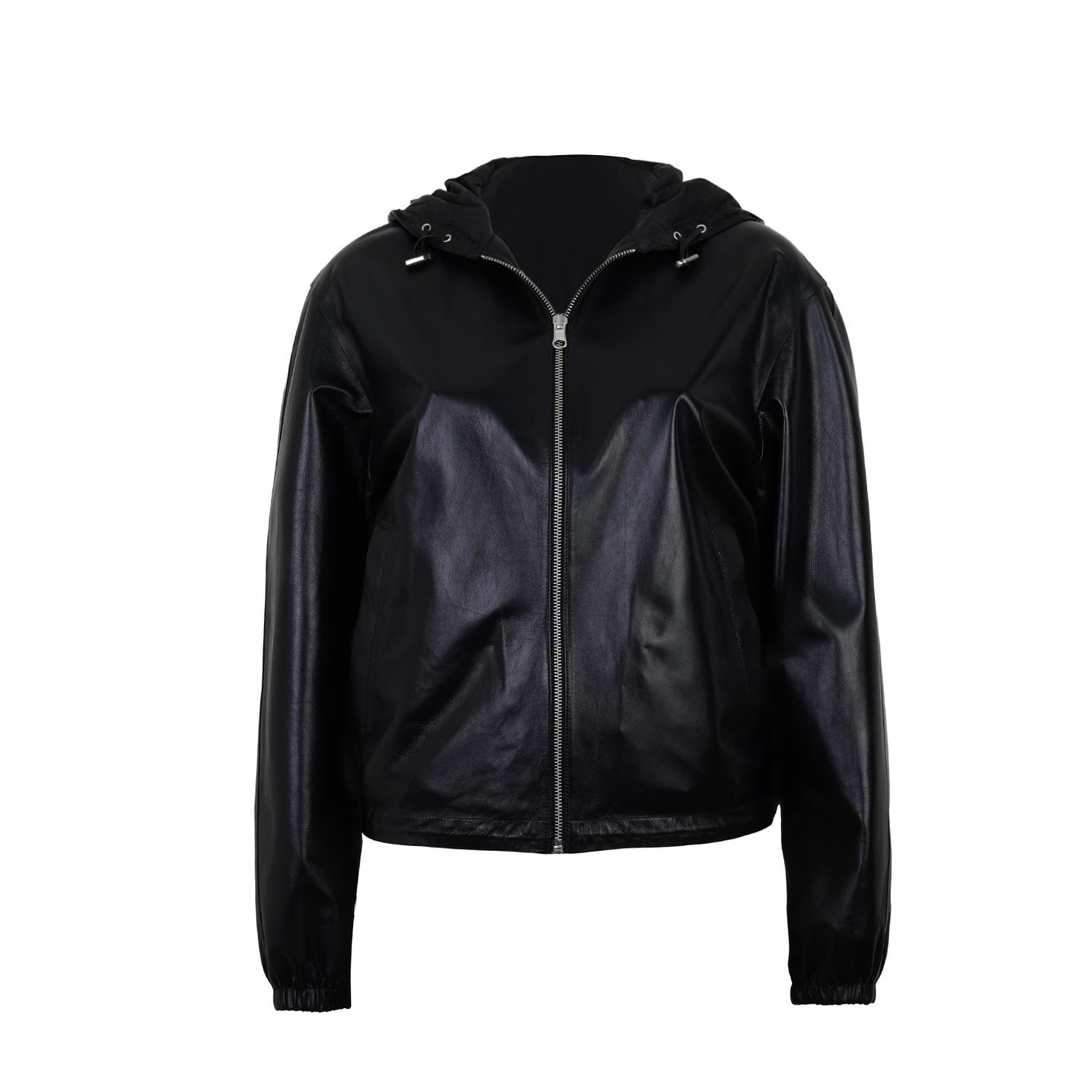 Alette Siyah Kadın Çift Taraflı Bomber Deri Ceket