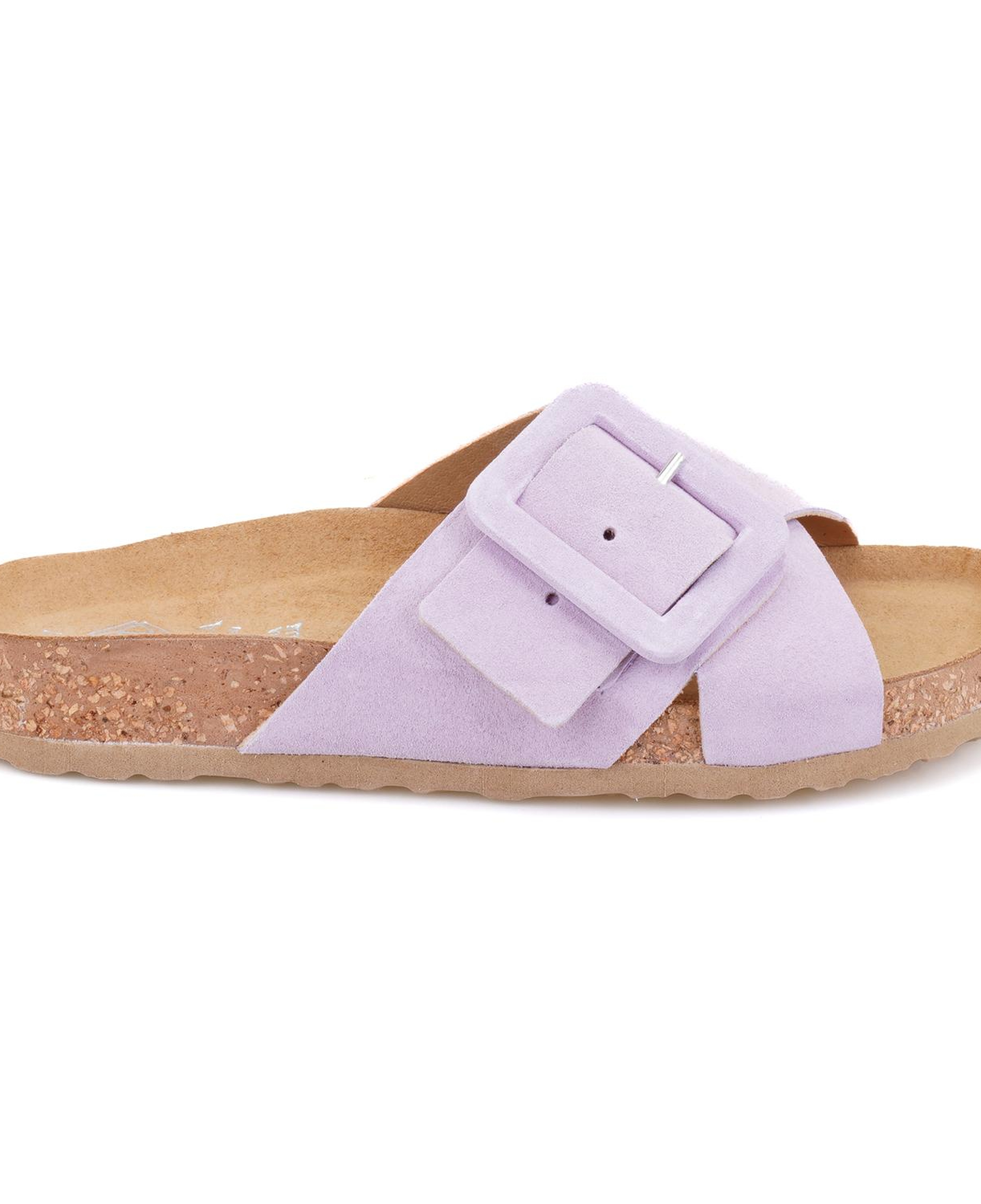 Kadın Mor Ayarlanabilir Süet Deri Terlik