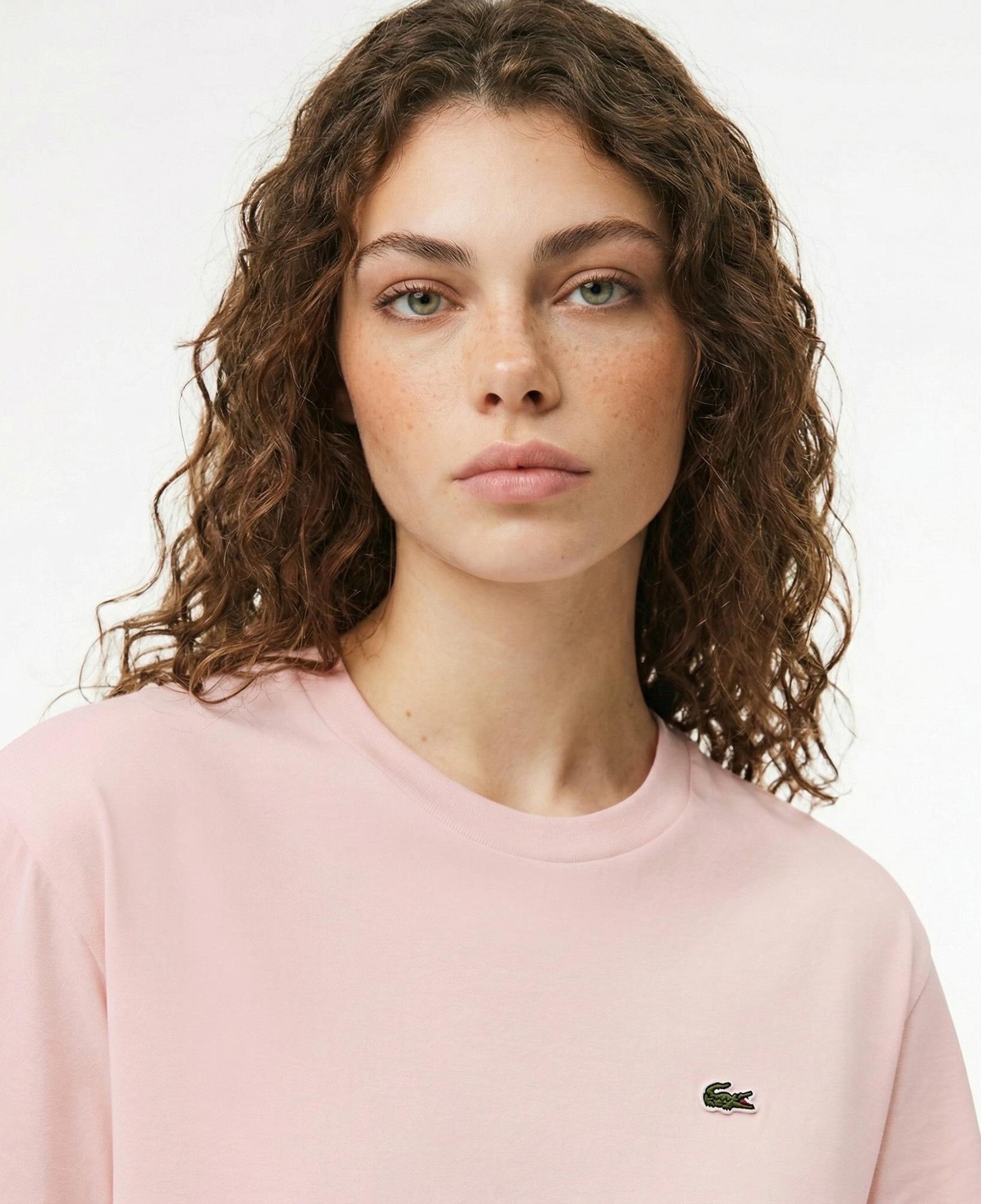 Lacoste Kadın Relaxed Fit Bisiklet Yaka Pembe T-Shirt