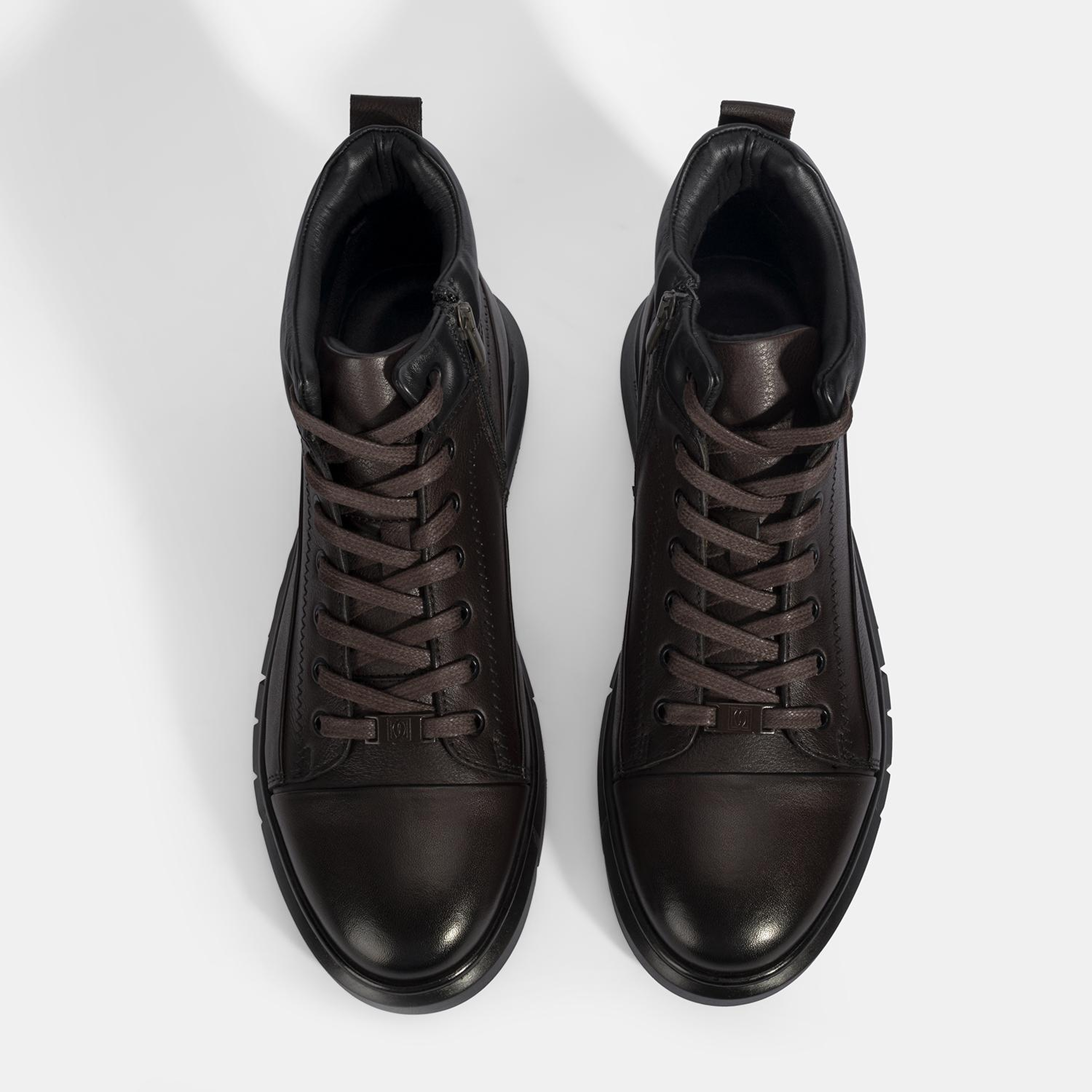 Erkek Kahve Bağcıklı Deri Bot