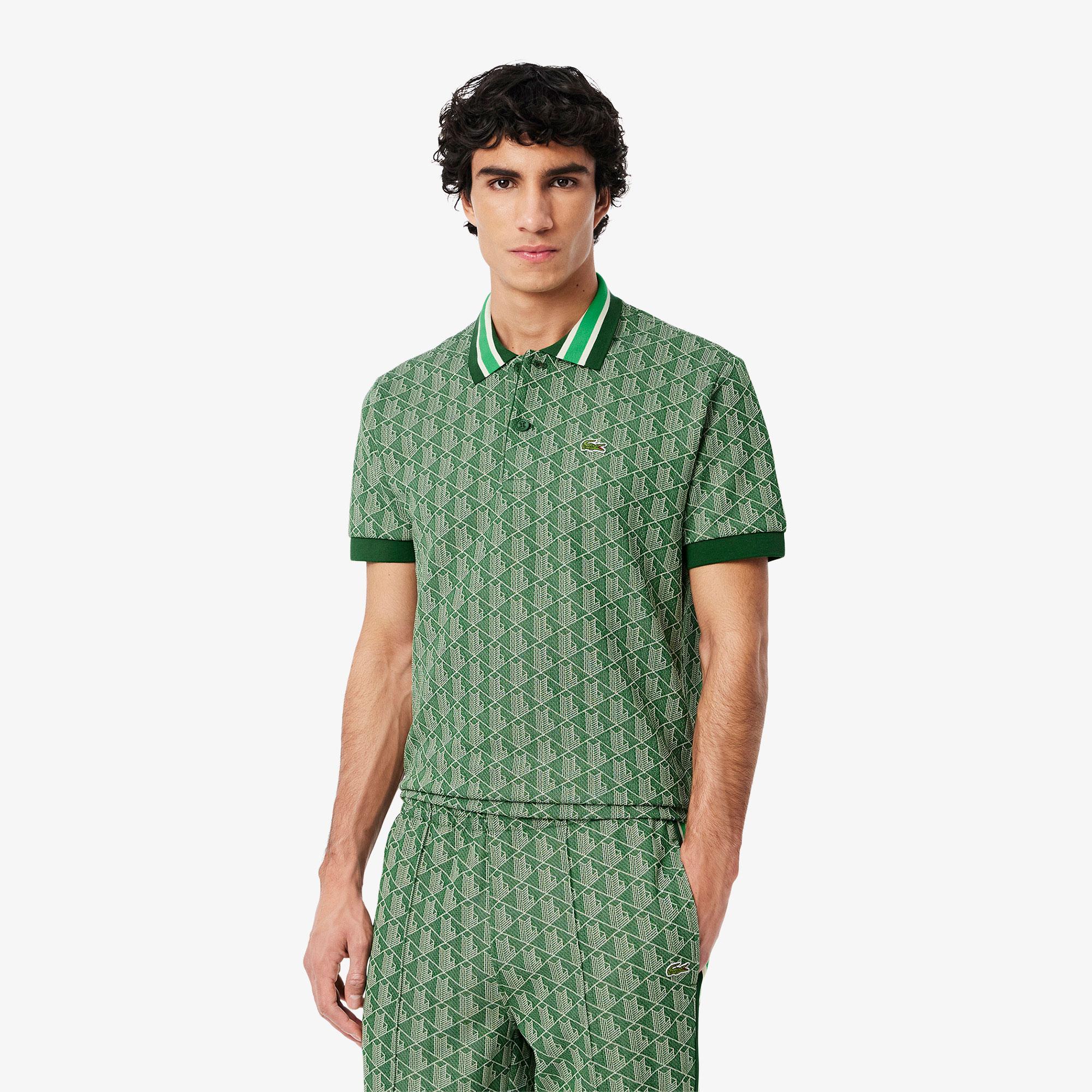 Lacoste Classic Fit Monogram Erkek Yeşil Polo