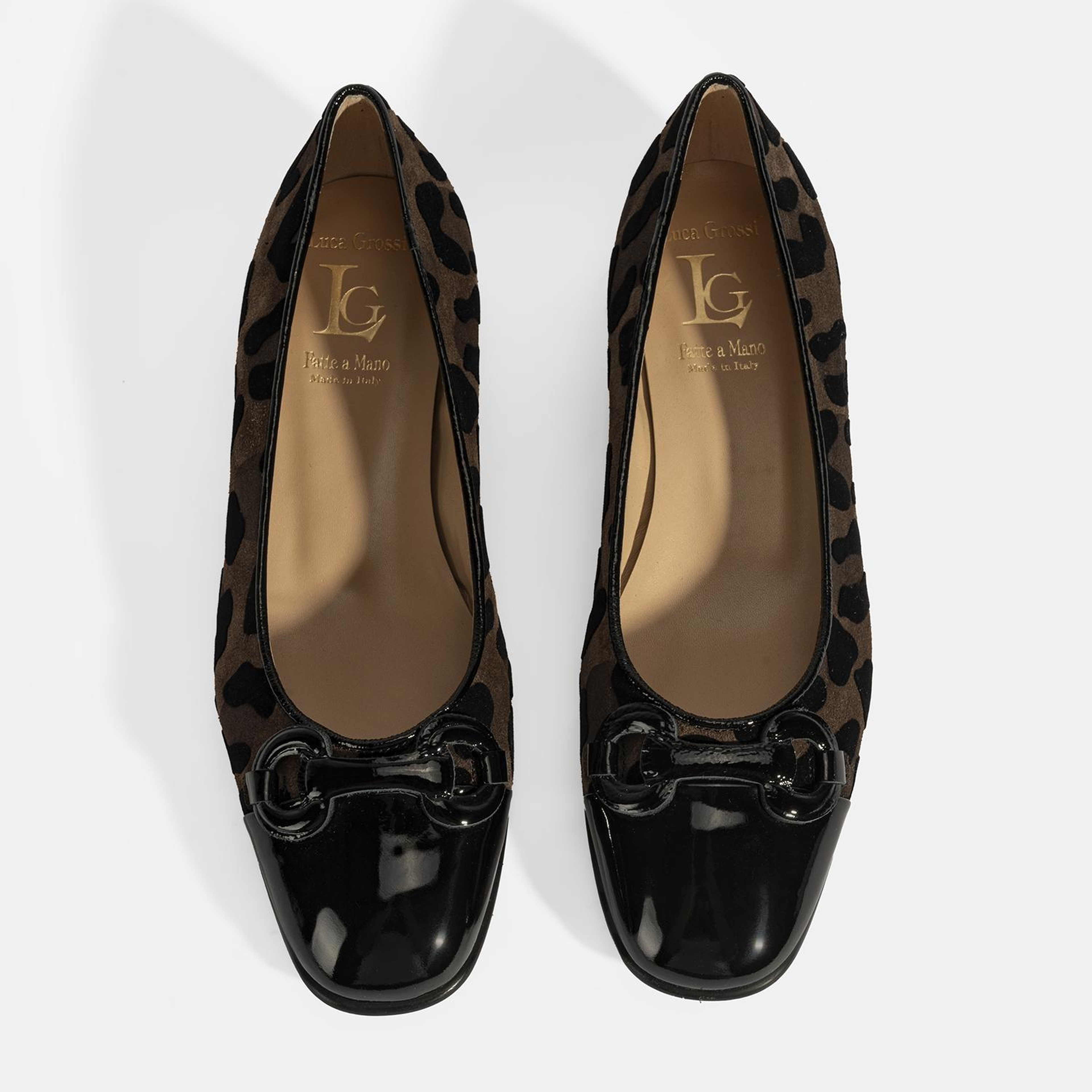 Luca Grossi Kadın Kahve Leopar Toka Detaylı Süet Babet