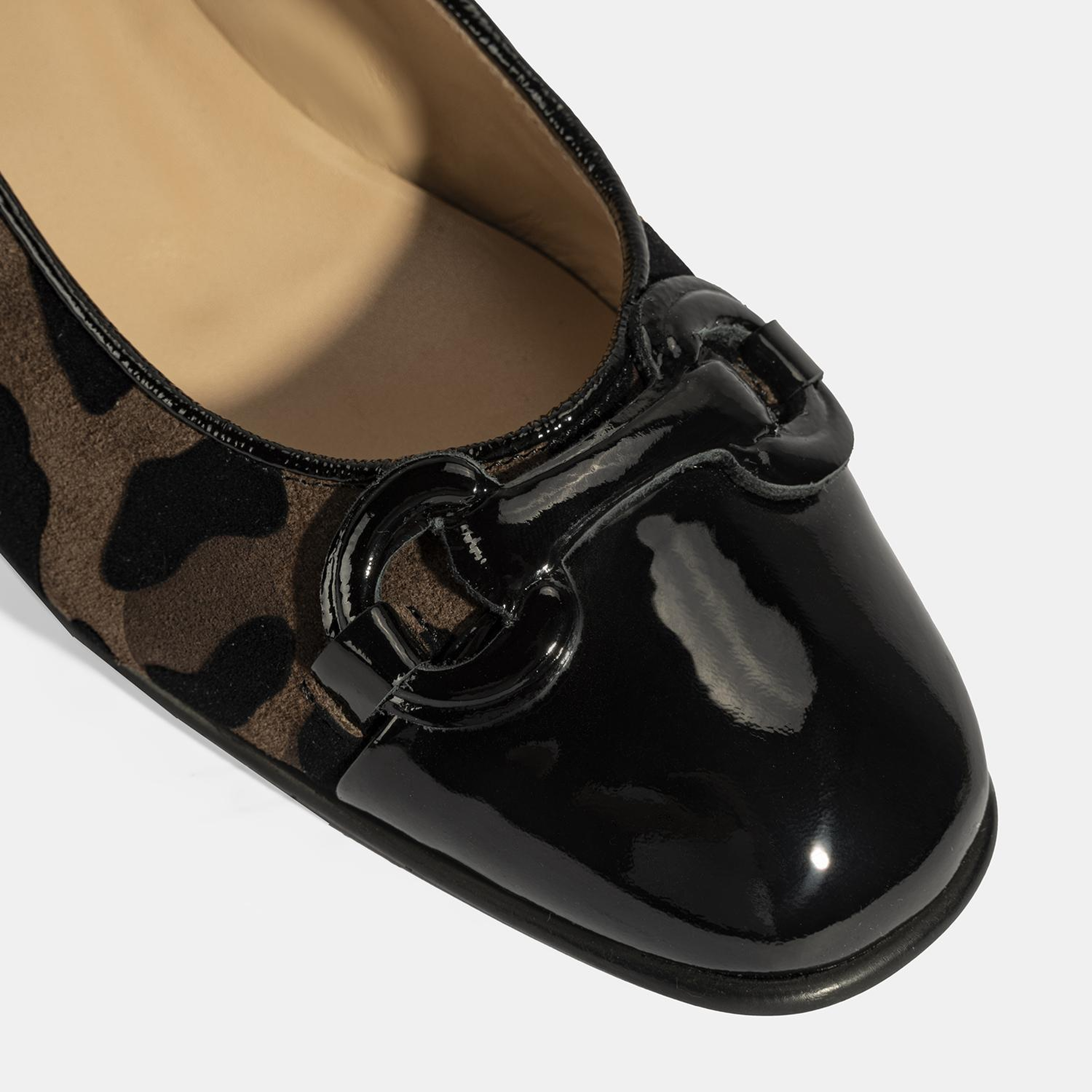 Luca Grossi Kadın Kahve Leopar Toka Detaylı Süet Babet