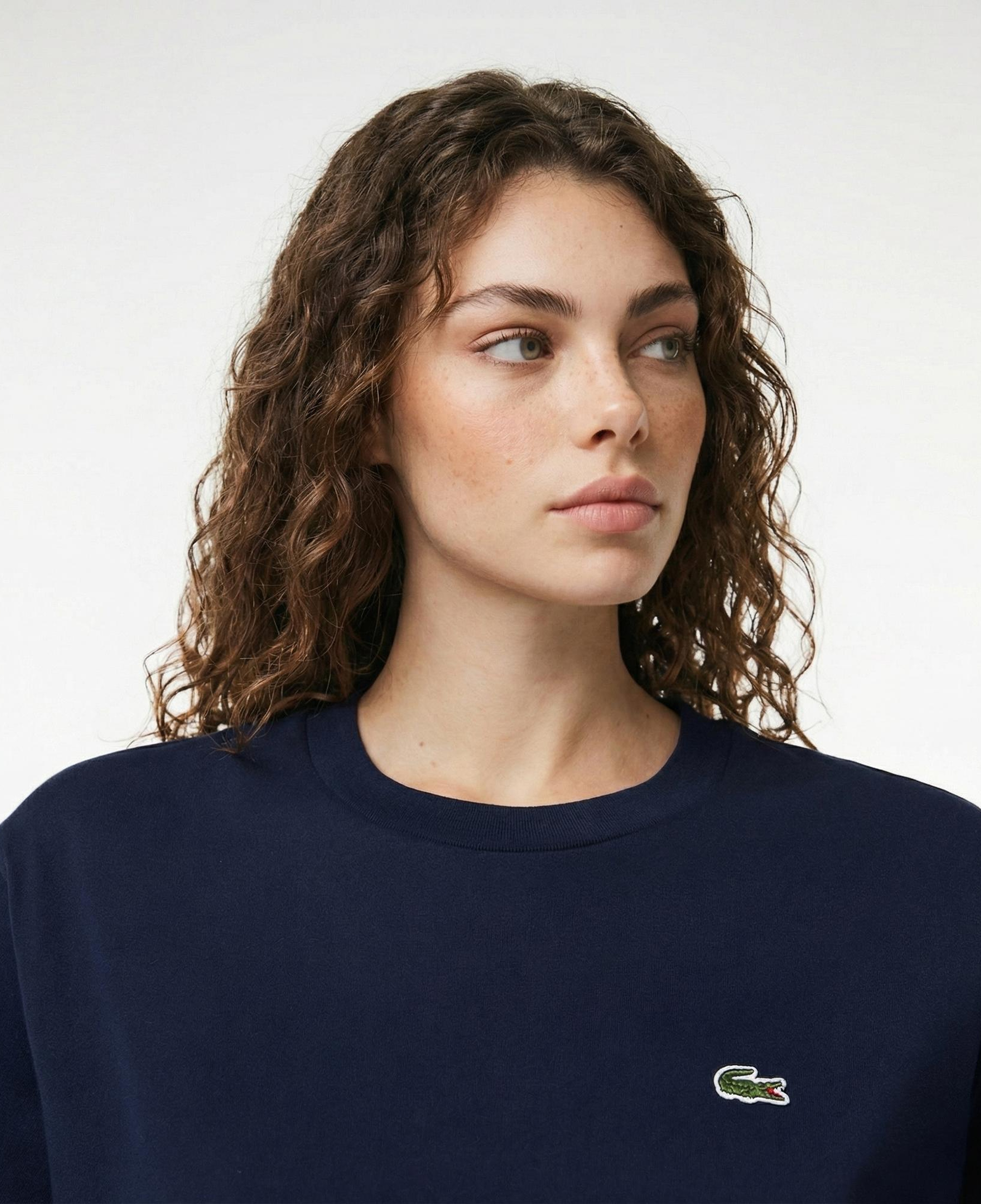 Lacoste Kadın Relaxed Fit Bisiklet Yaka Lacivert T-Shirt
