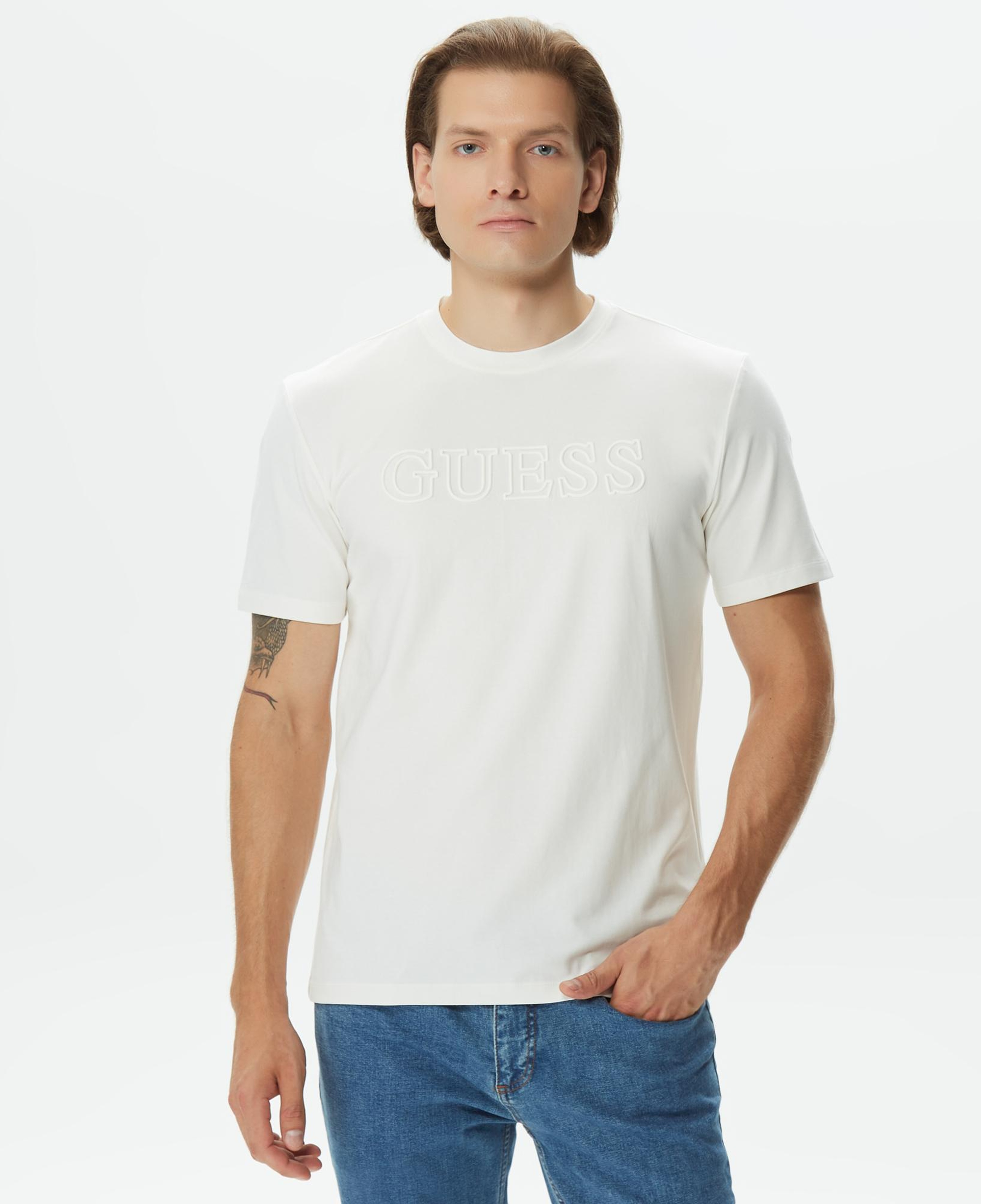 Guess Alphy Erkek Beyaz T-Shirt