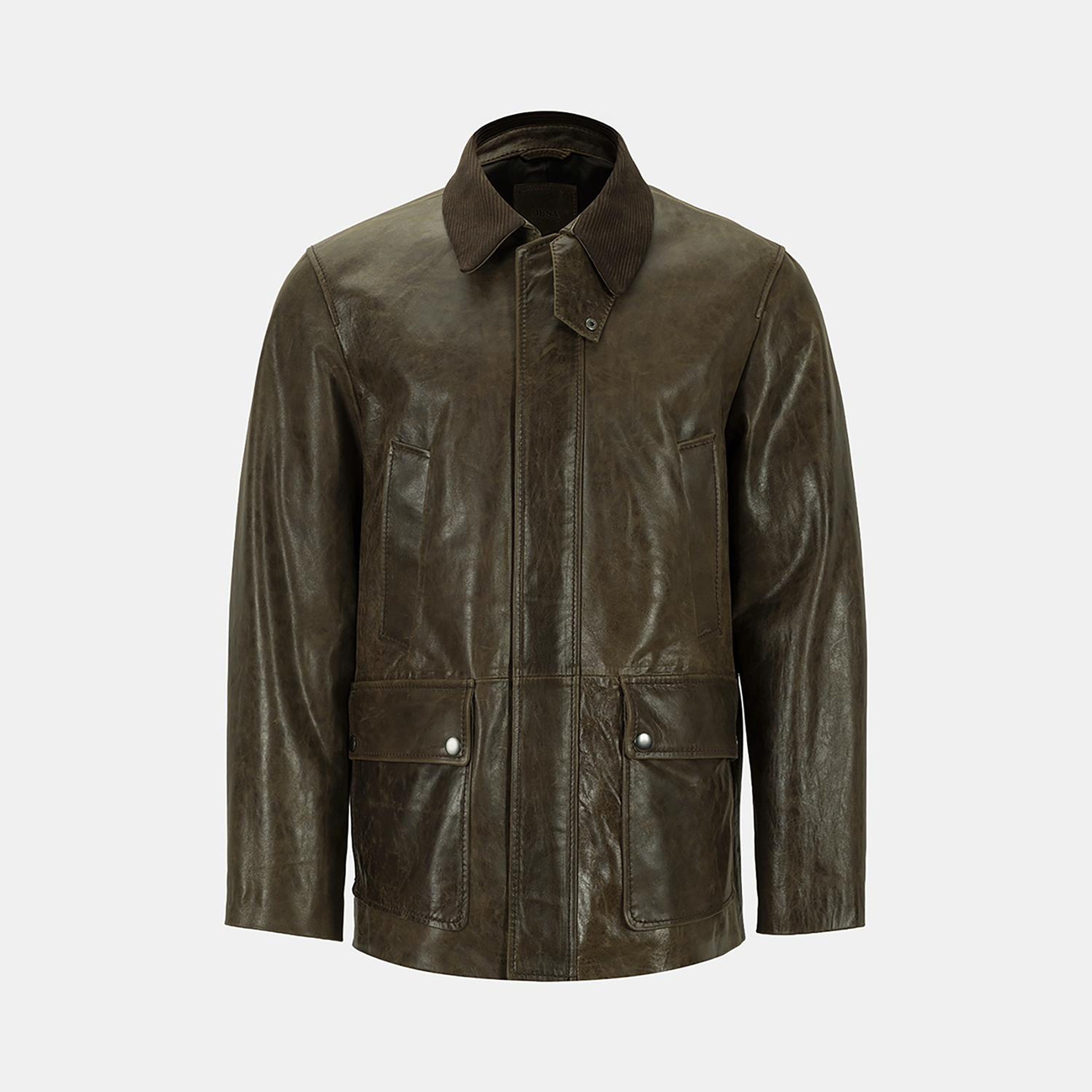 DESA Erkek Koyu Yeşil Gömlek Yakalı Deri Mont