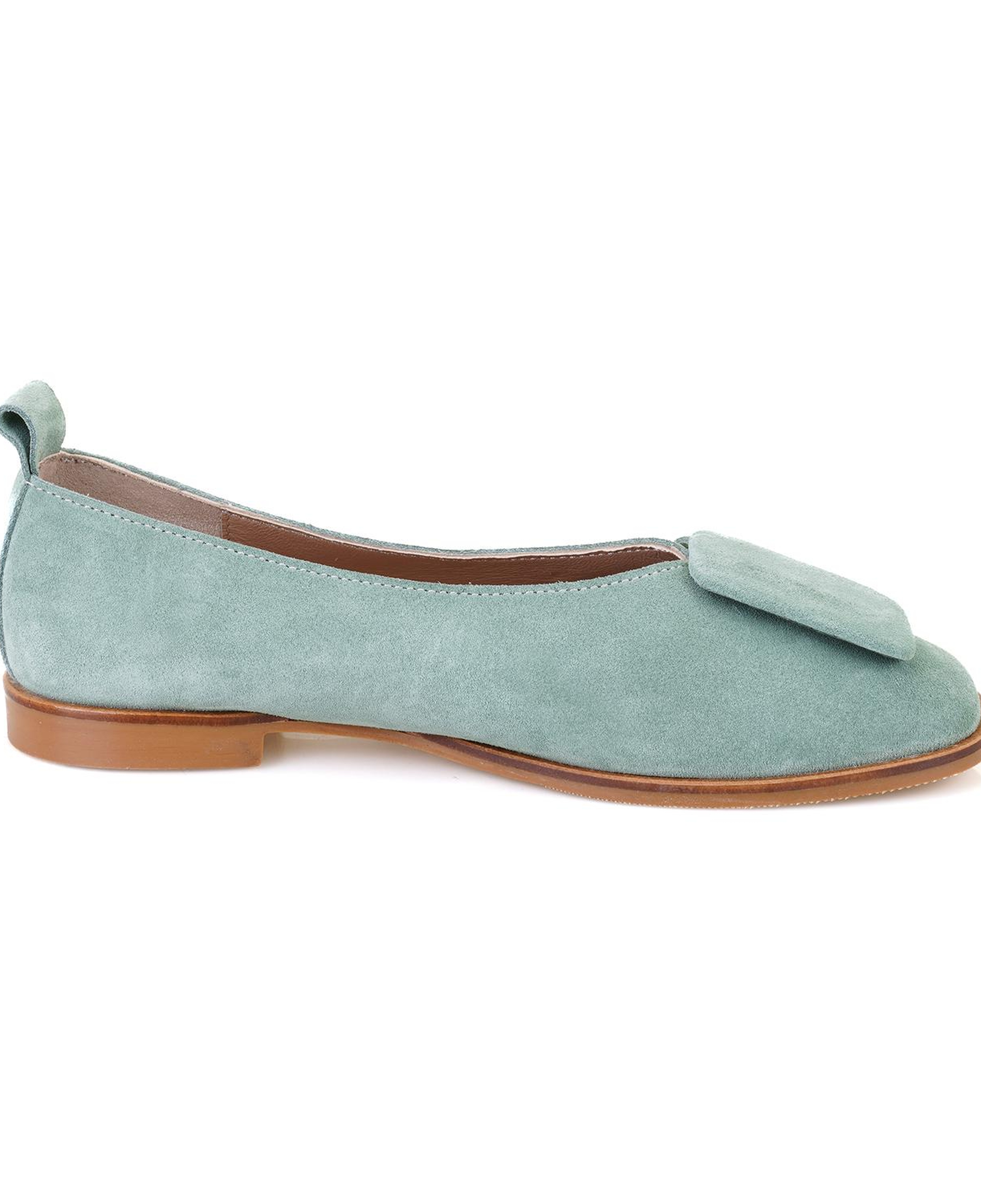 Kadın Yeşil Süet Deri Babet