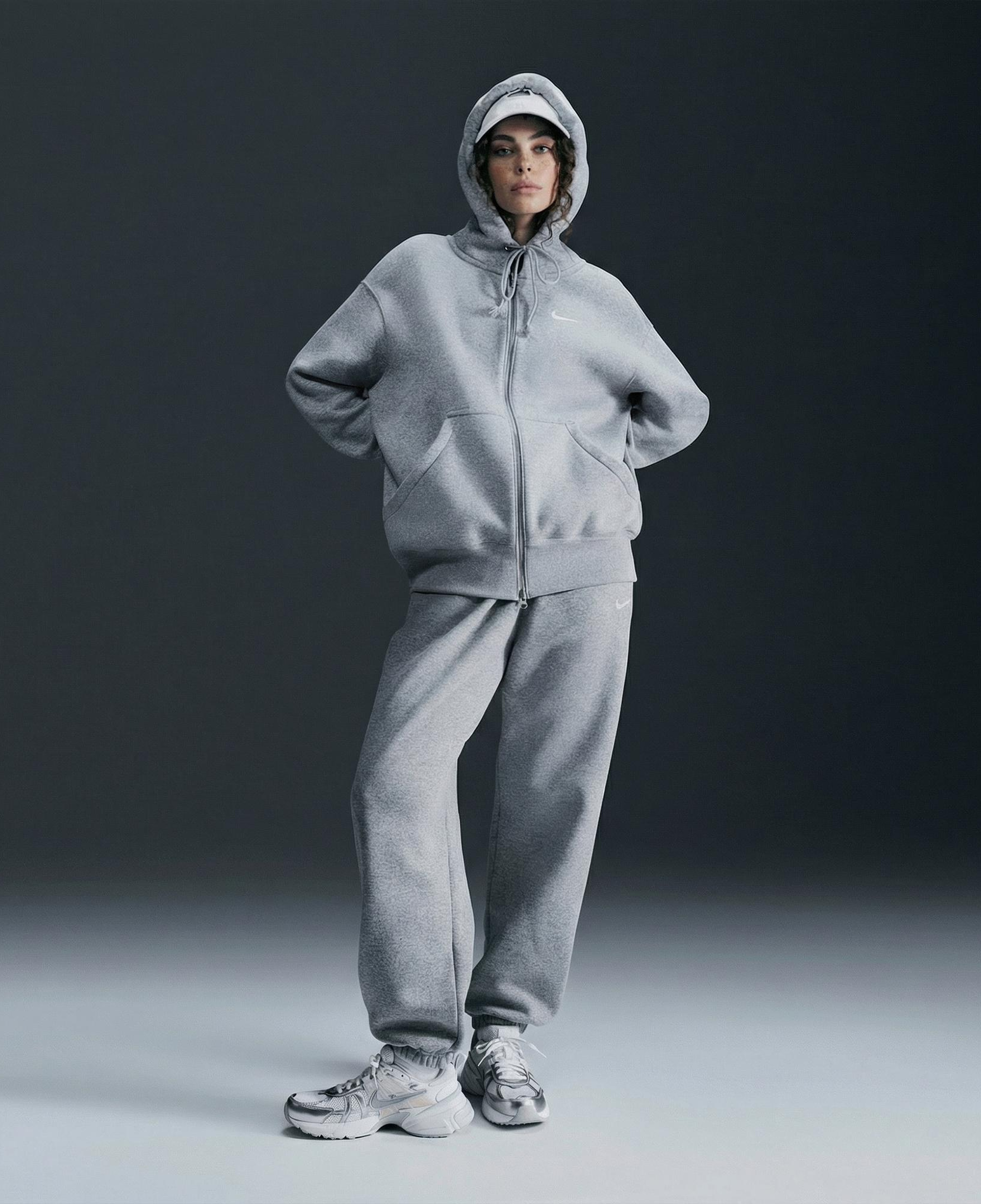 Nike Sportswear Phoenix Fleece Oversize Kadın Gri Hoodie