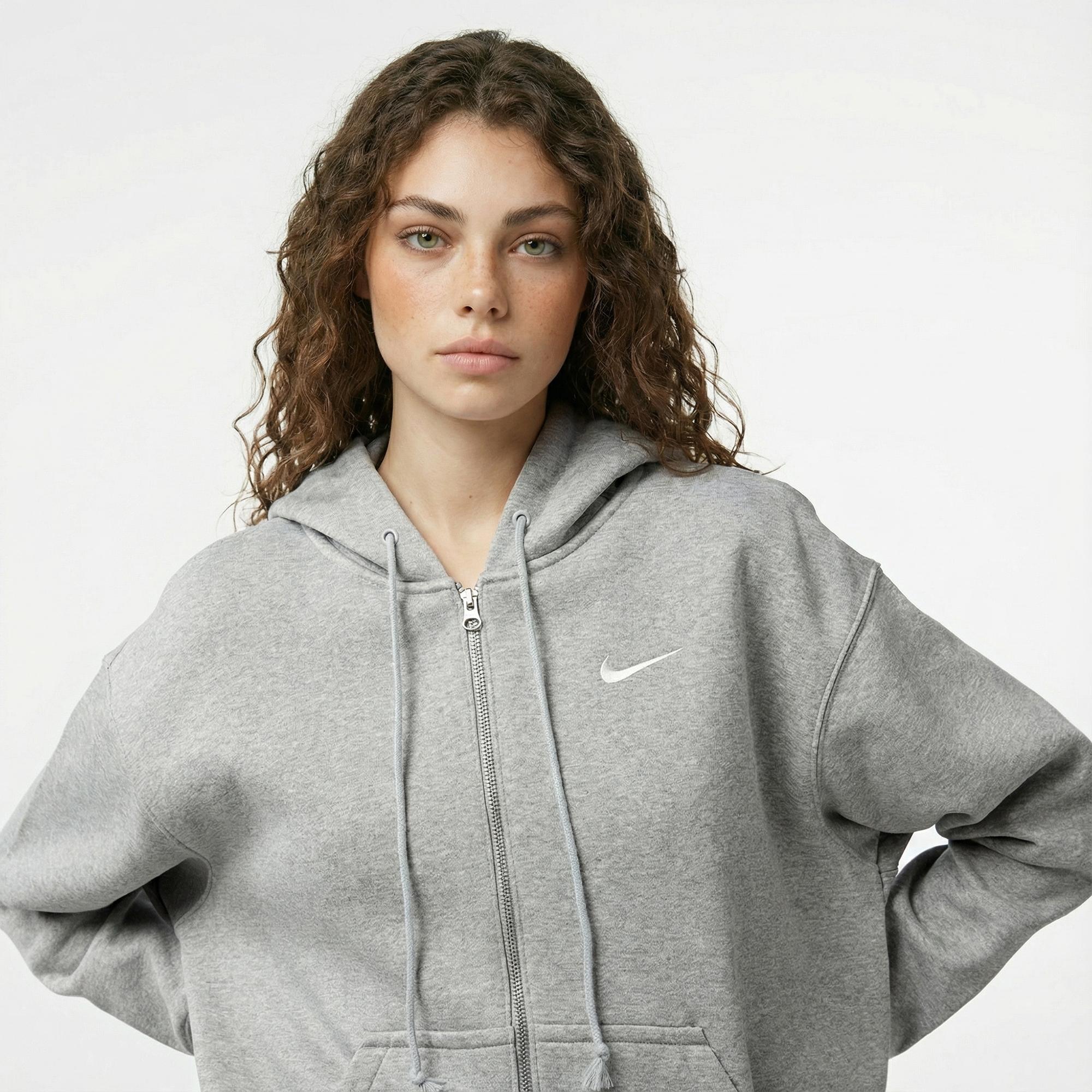 Nike Sportswear Phoenix Fleece Oversize Kadın Gri Hoodie