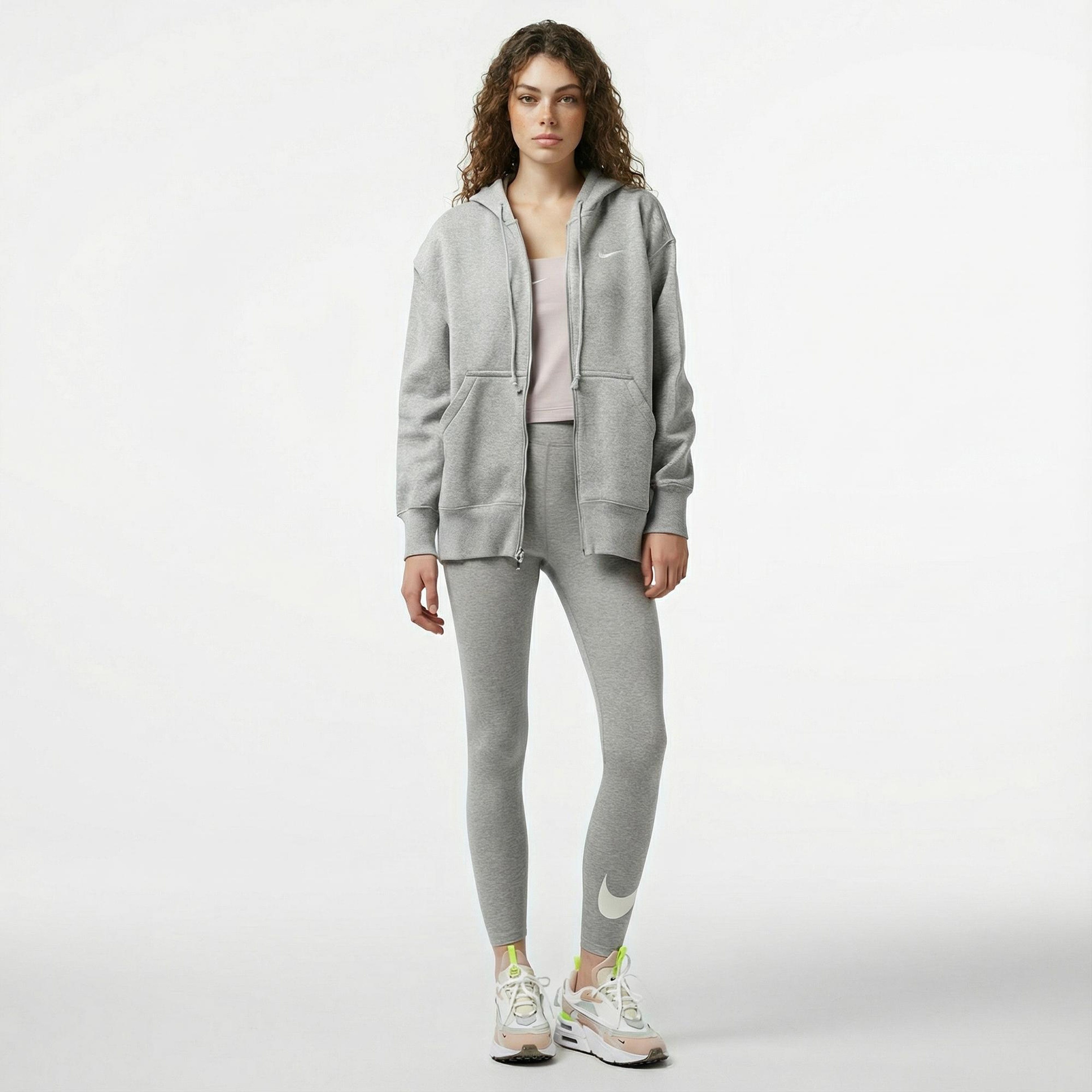 Nike Sportswear Phoenix Fleece Oversize Kadın Gri Hoodie