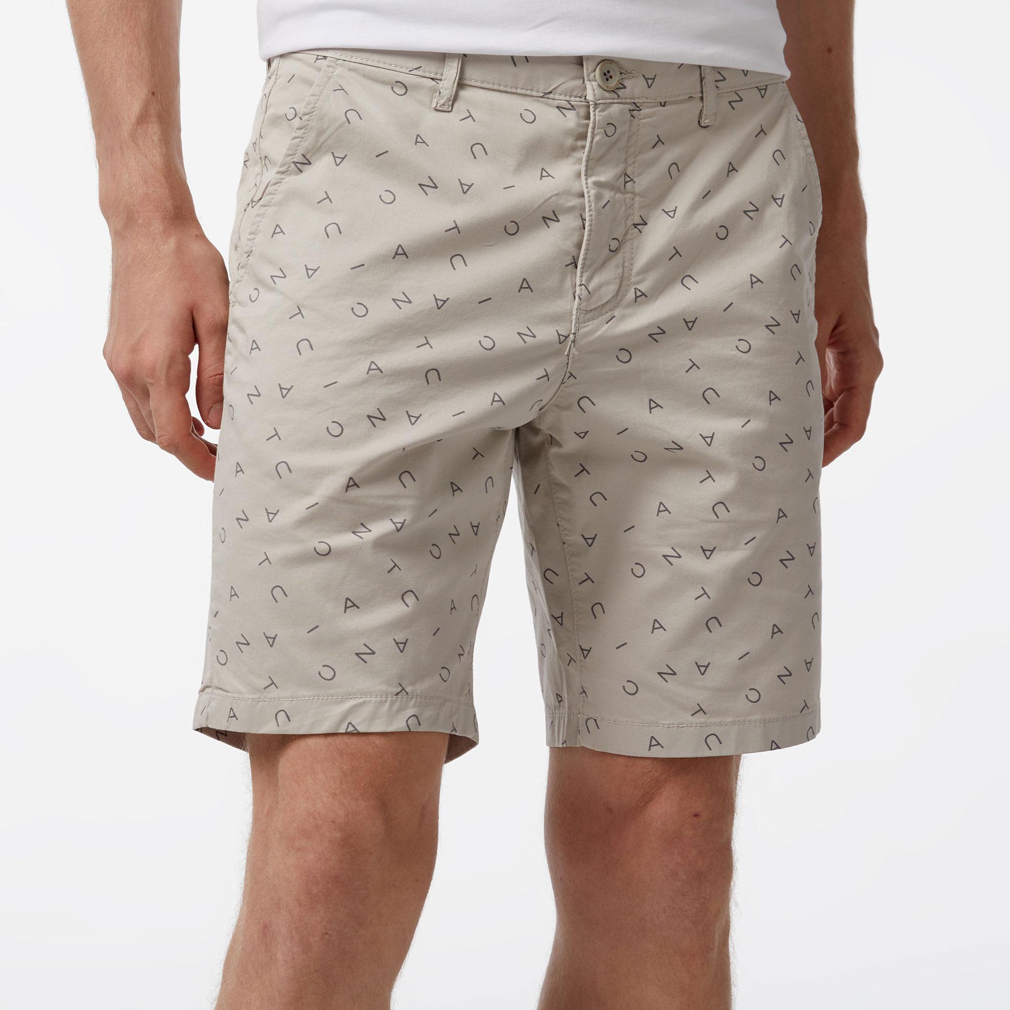 Nautica Erkek Gri Slim Fit Baskılı Bermuda