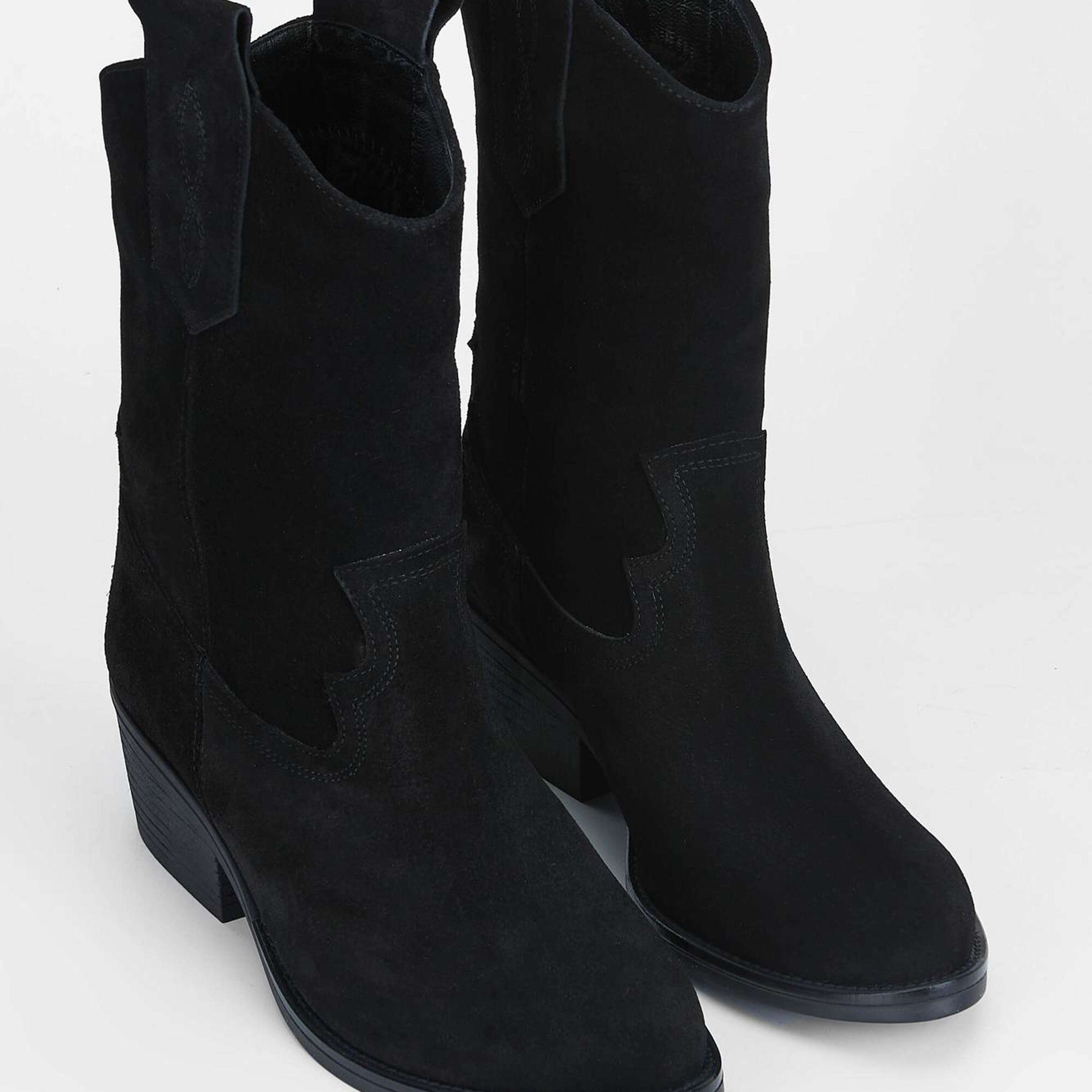 Tamer Tanca Kadın Hakiki Deri Siyah Süet Western Bot