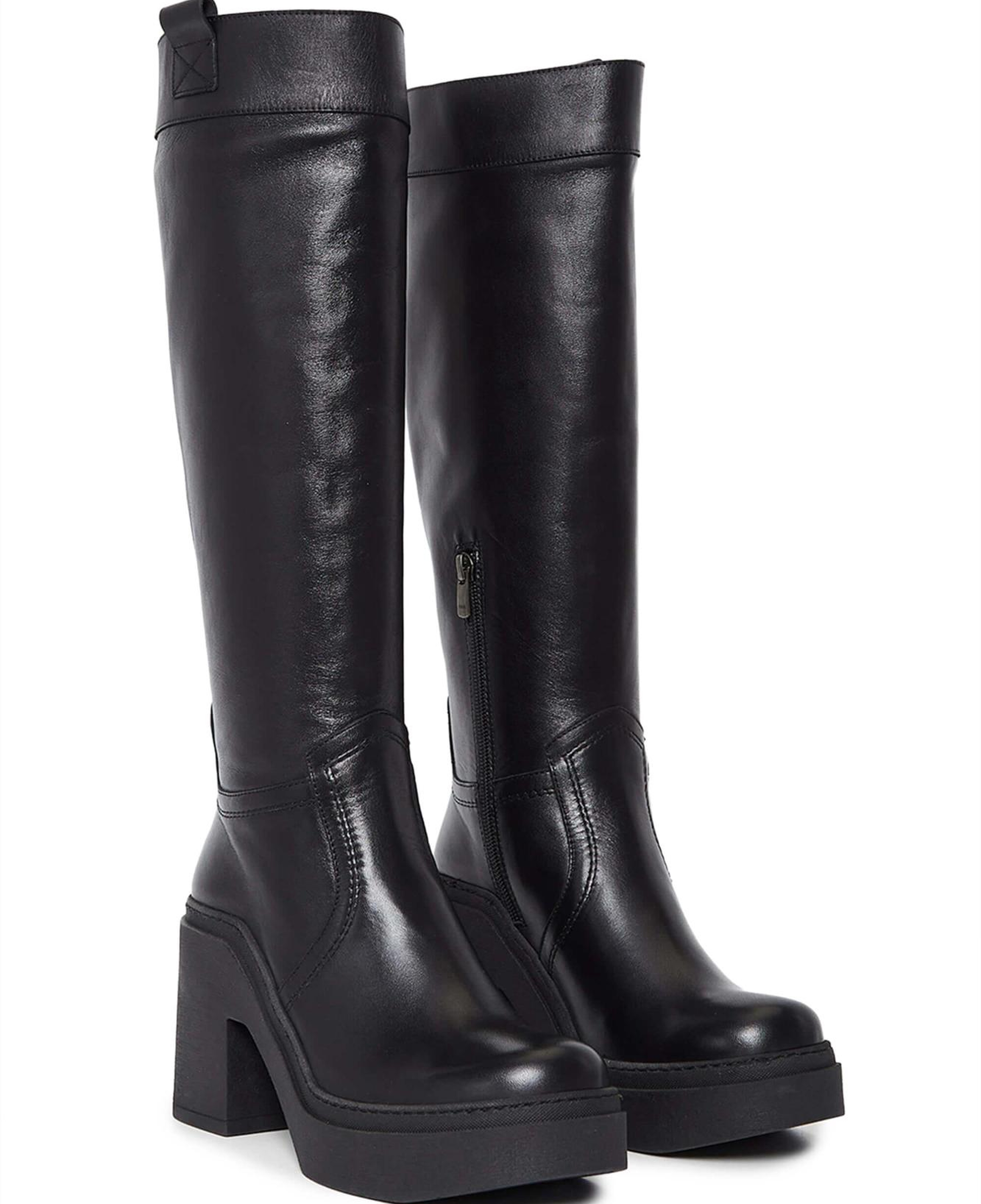 Tamer Tanca Kadın Hakiki Deri Siyah Deri Casual Çizme