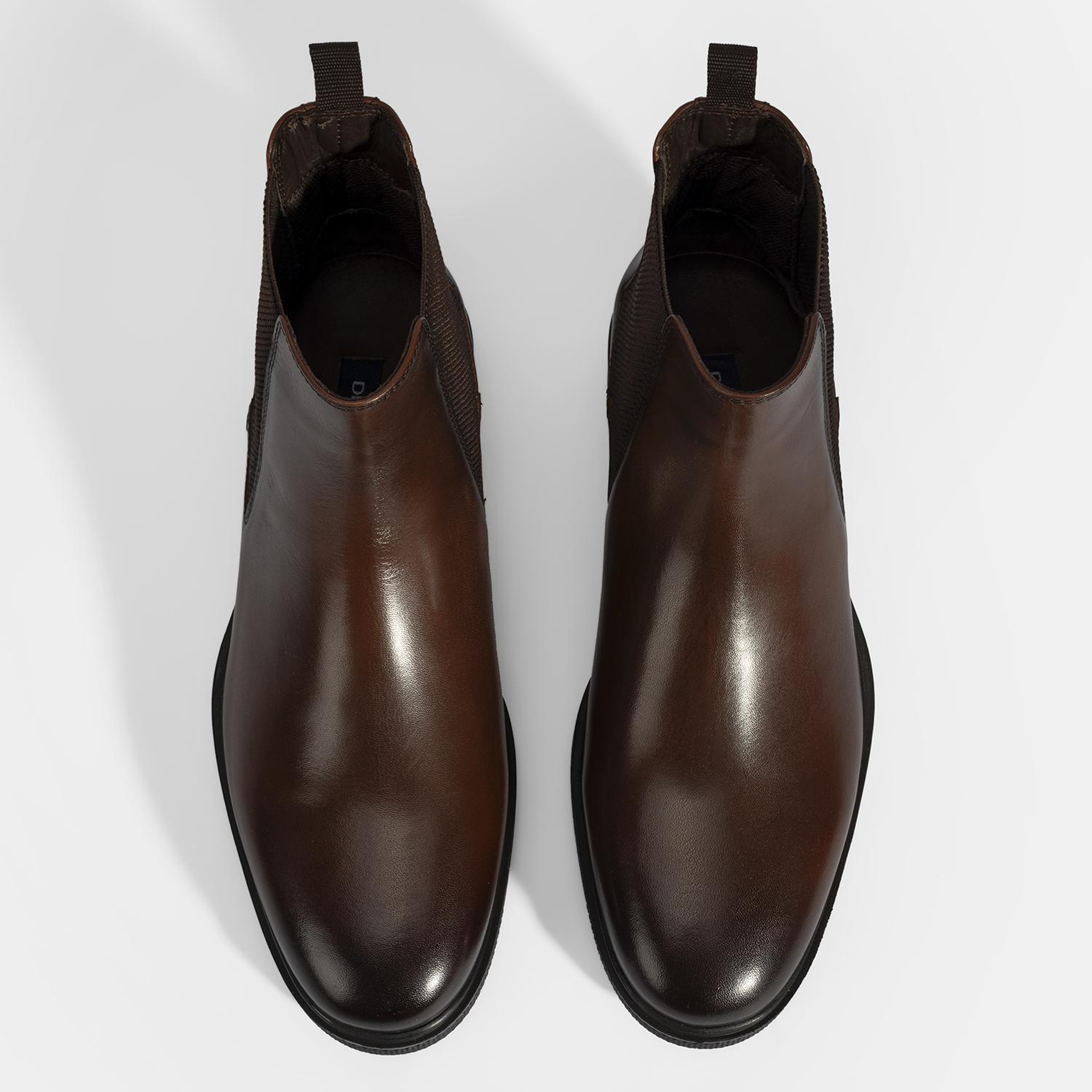 Erkek Taba Lastik Detaylı Deri Bot