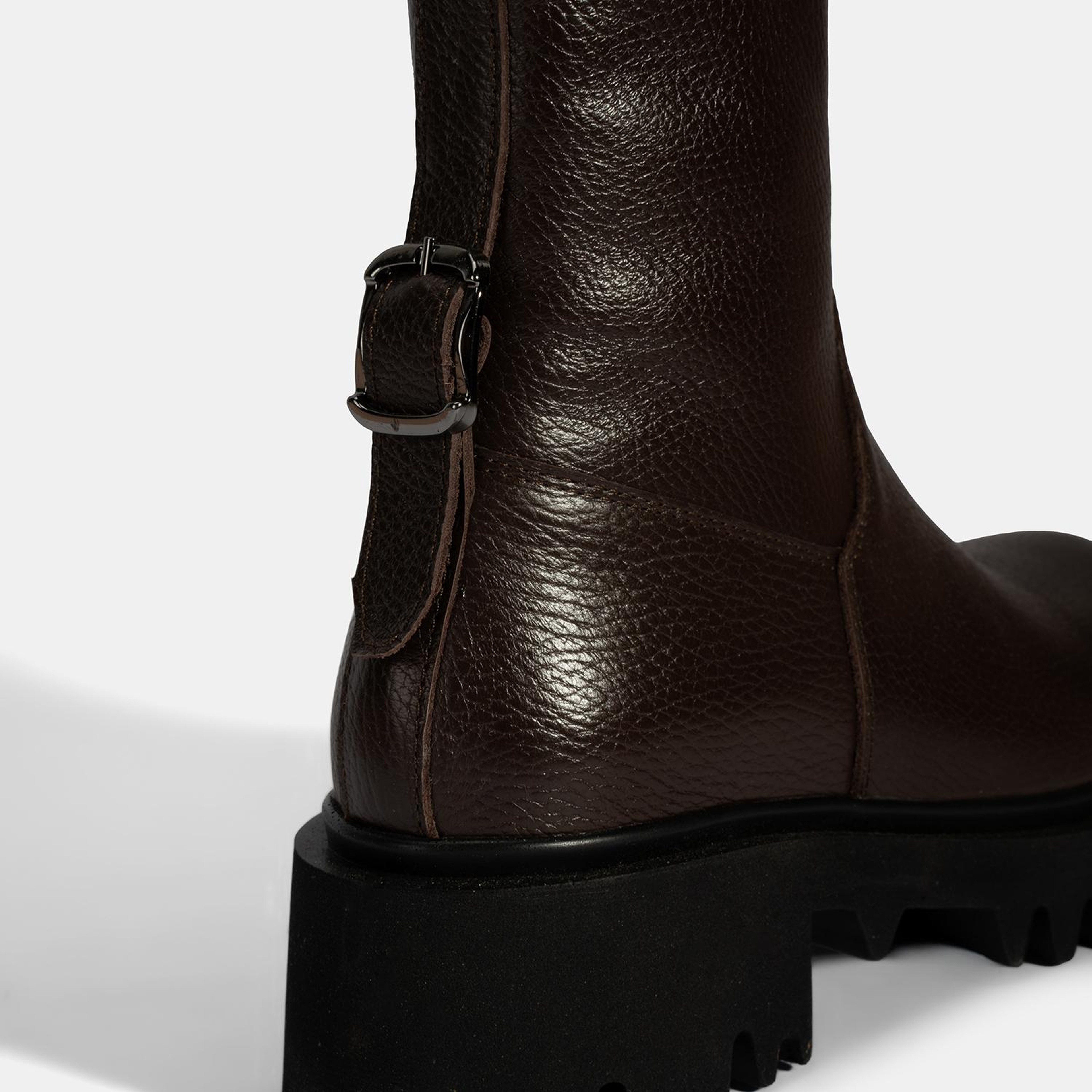 Kadın Kahve Kalın Tabanlı Deri Bot