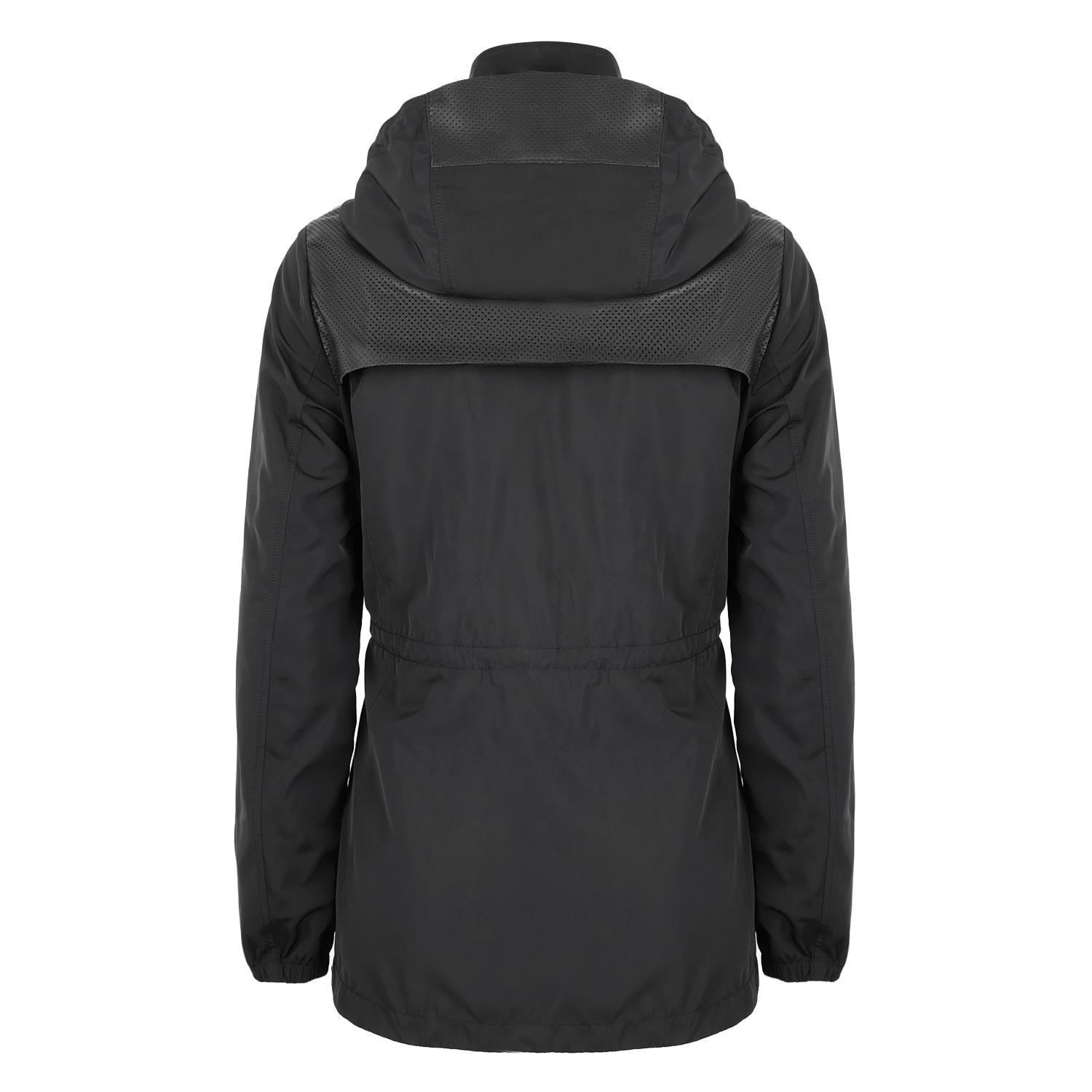 Amoura Siyah Kadın Kapişonlu Su İtici Yağmurluk