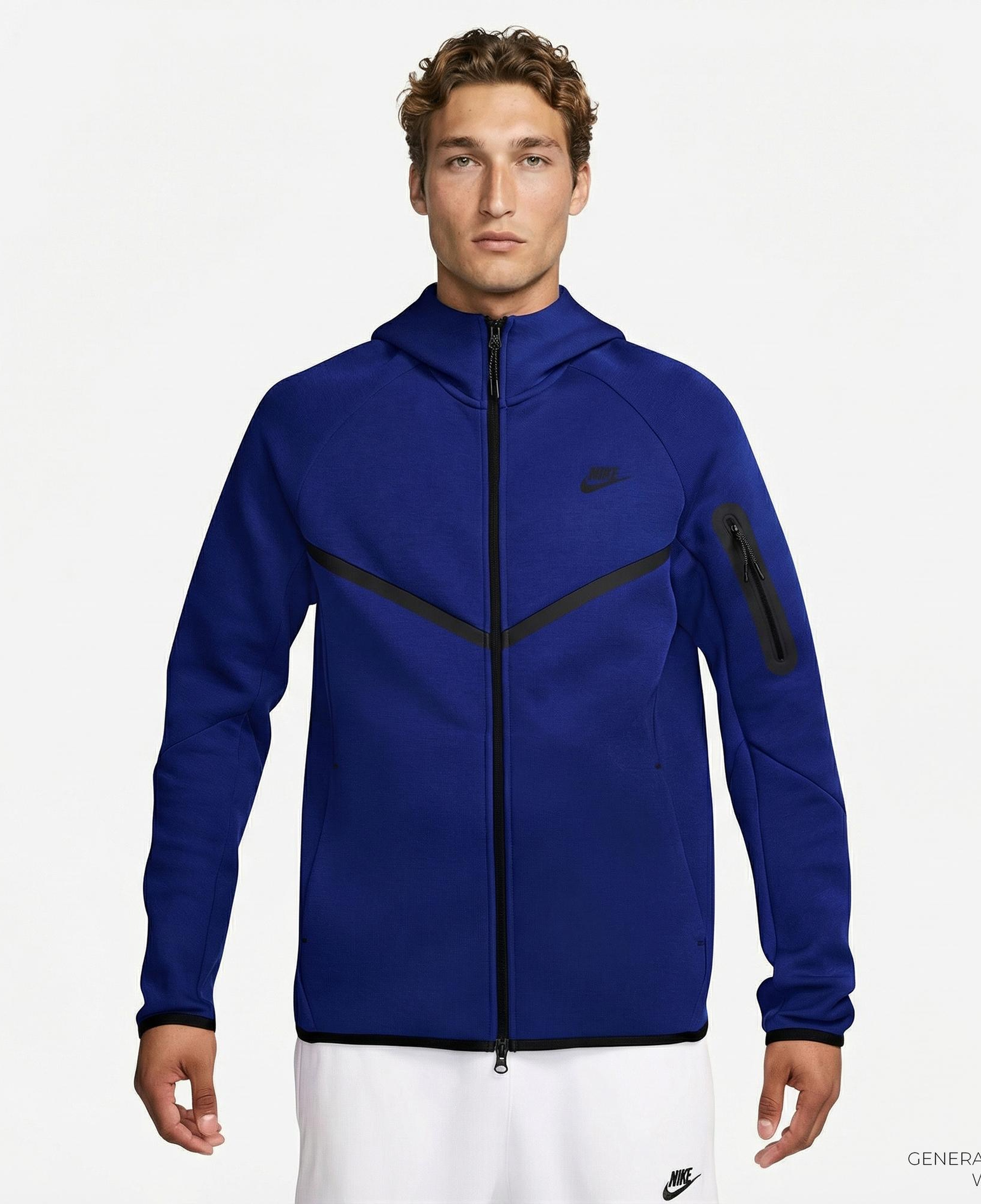 Nike Tech Fleece Erkek Mavi Kapüşonlu Hoodie