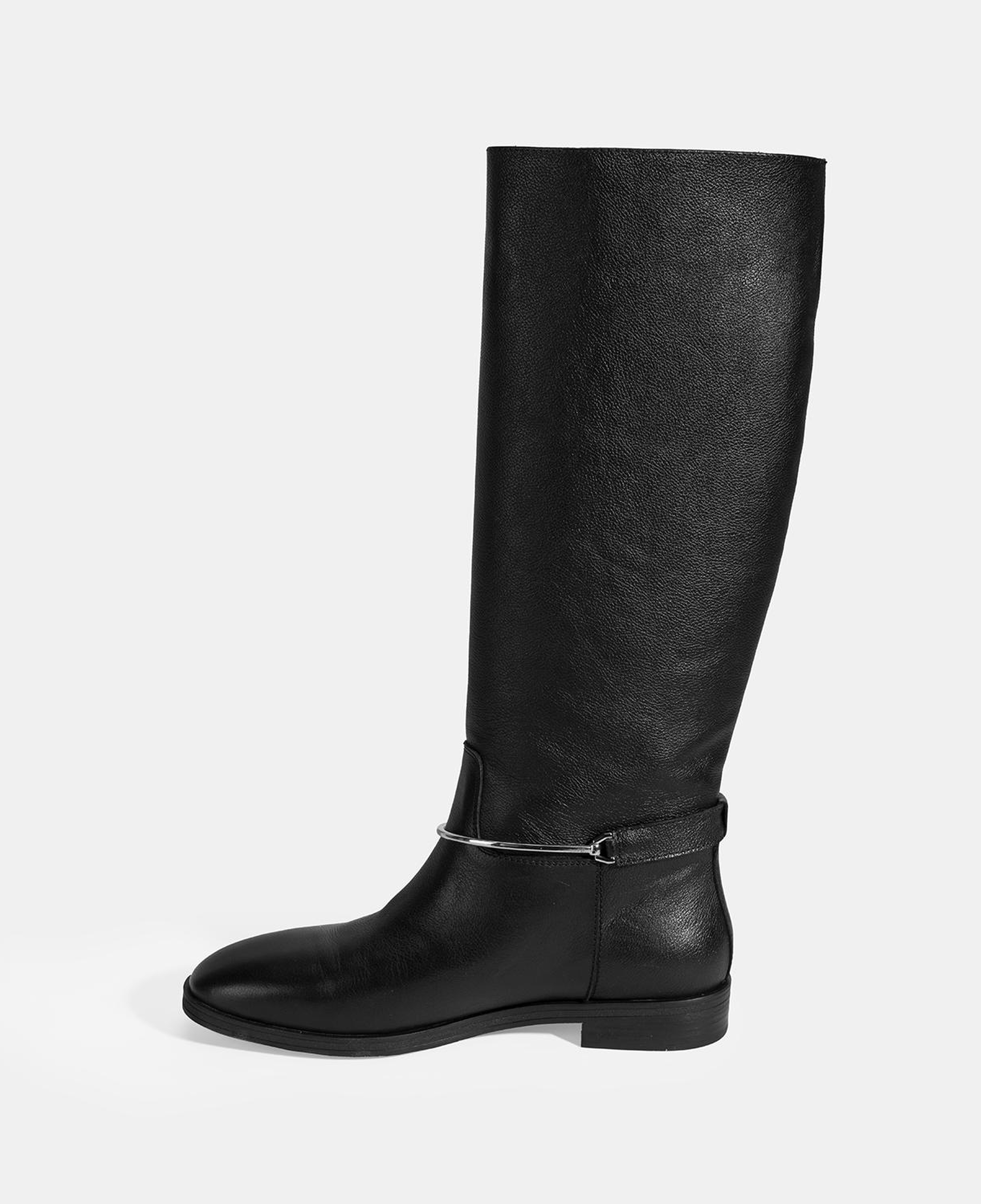 Kadın Siyah Metal Detaylı Deri Çizme